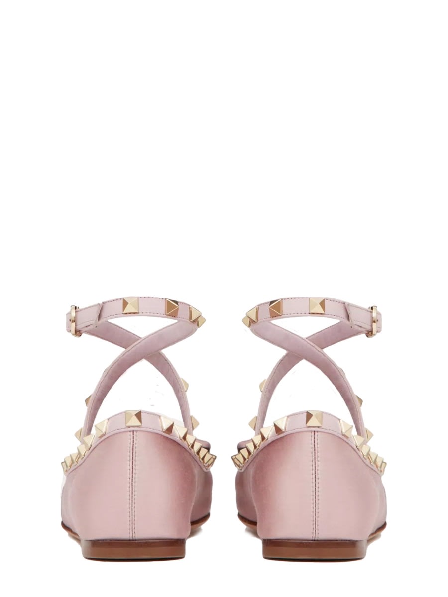 Shop Valentino Satin Rockstud Ballerina