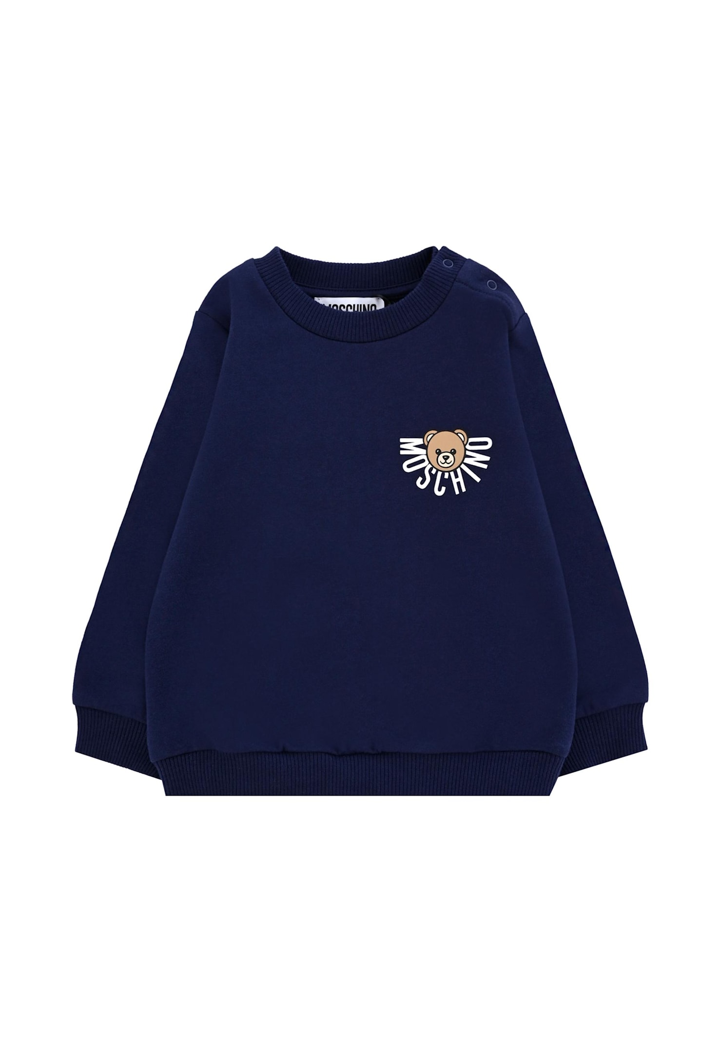 Moschino Blue Sweatshirt For Babykids With Teddy Bear In Blue