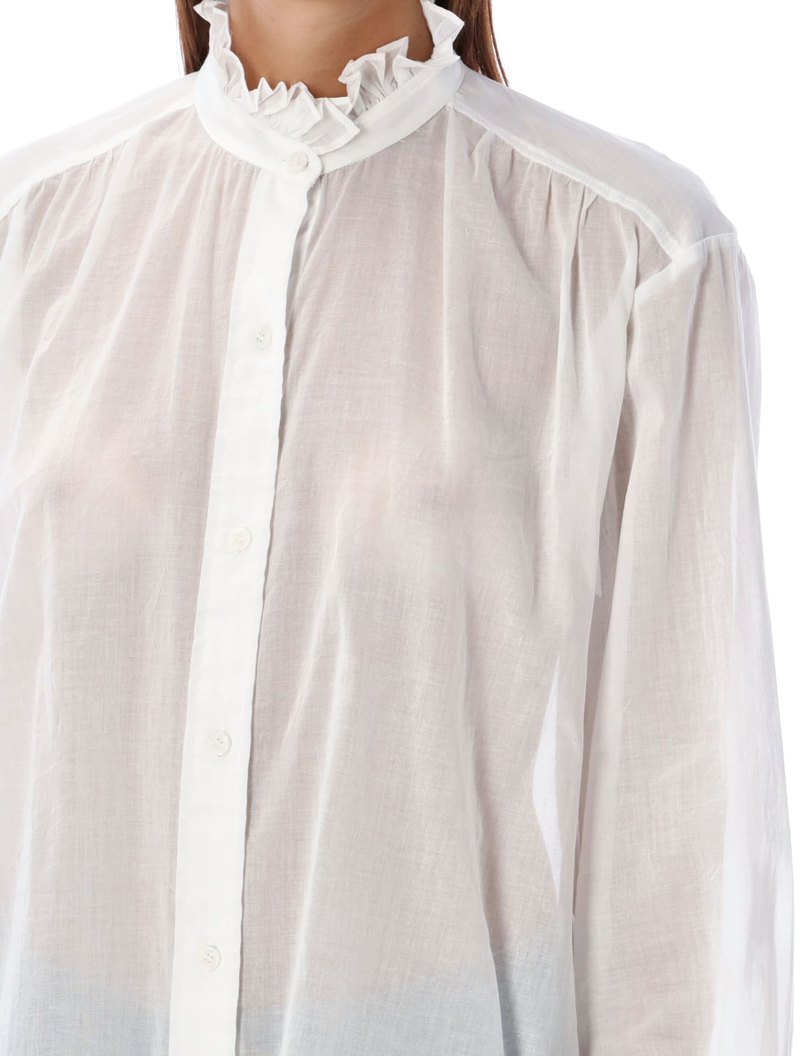 Shop Marant Etoile Gamble Ruffled Shirt In White