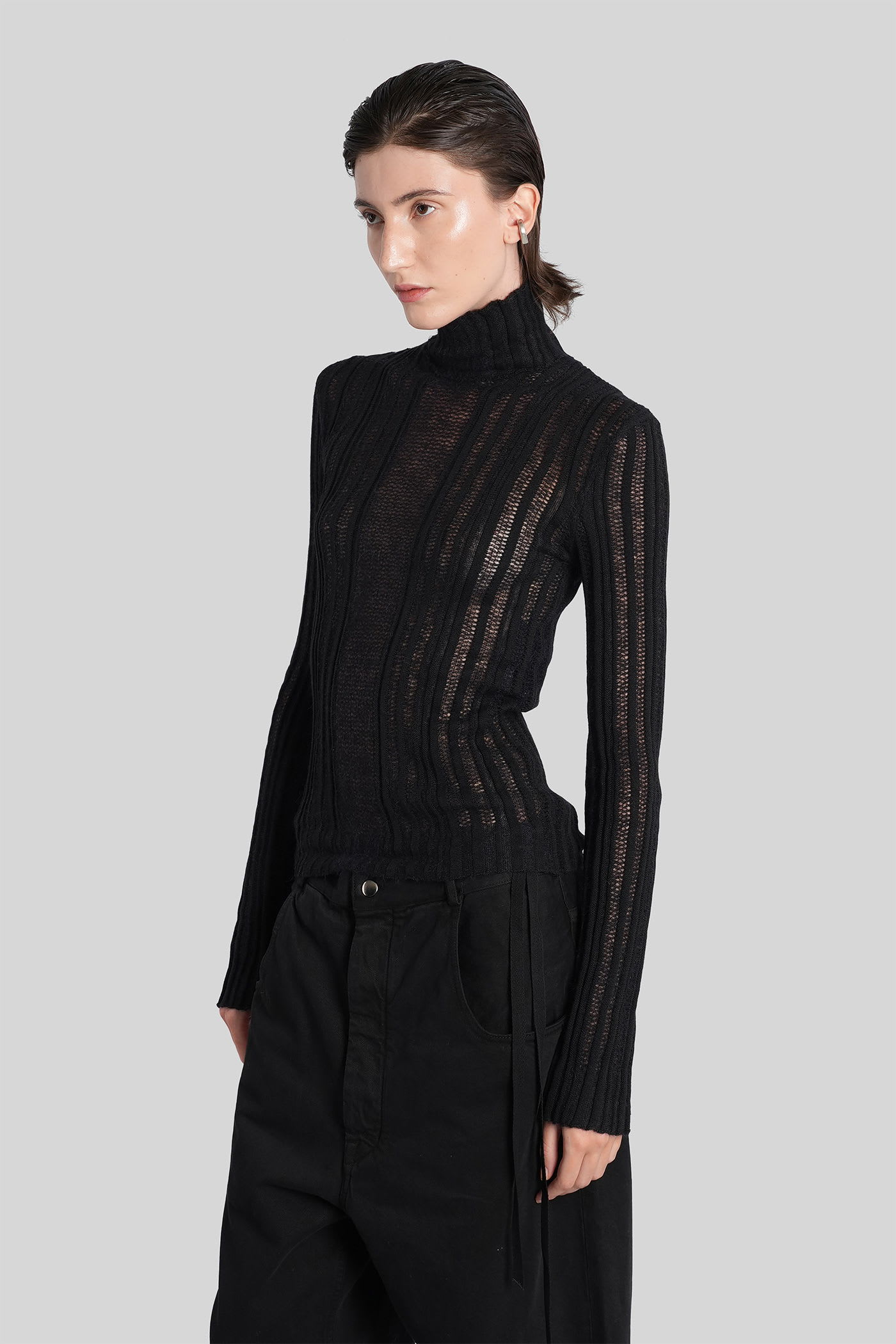 Ann Demeulemeester Aamu Knitwear In Black Cotton In Black