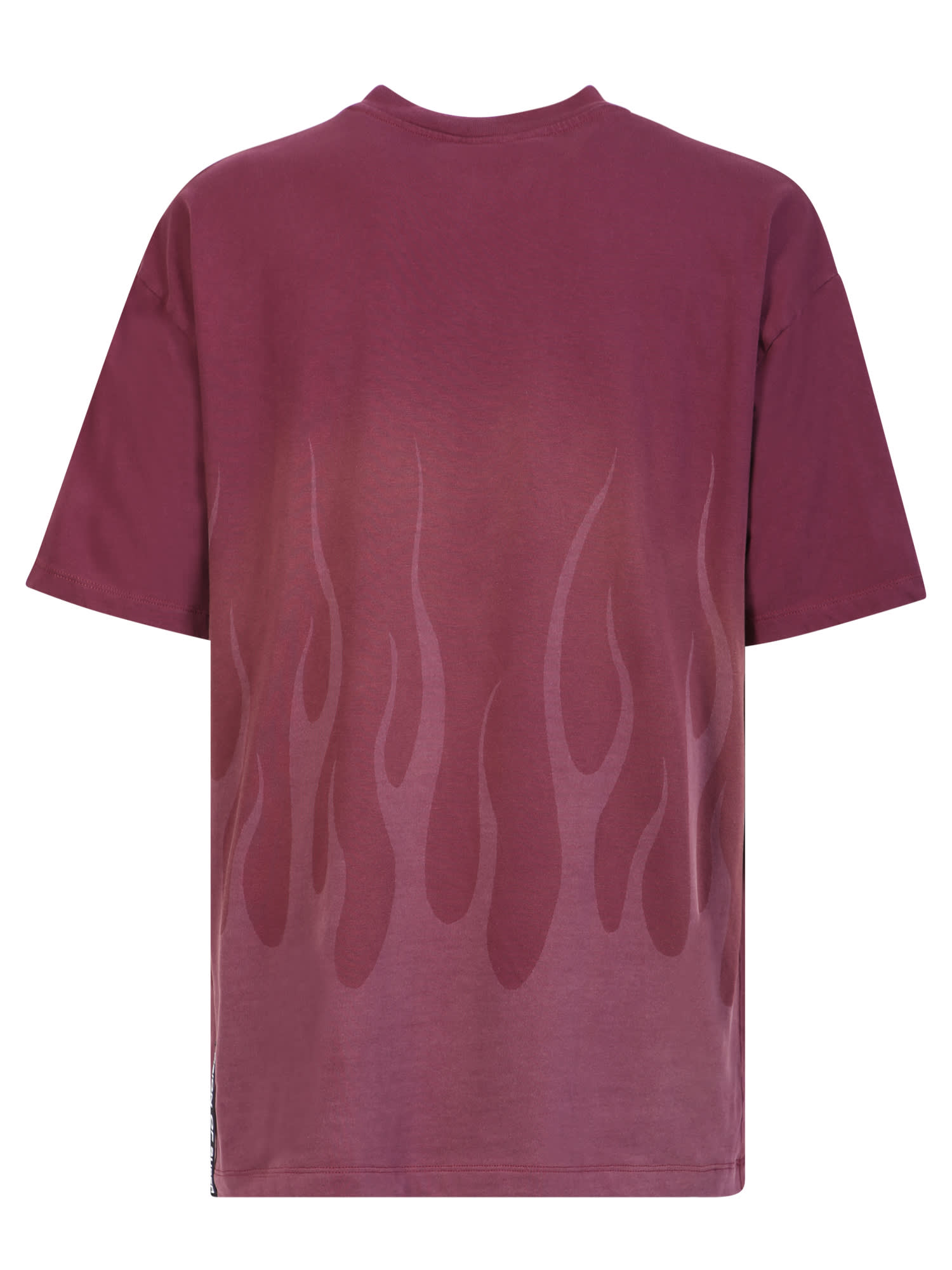 Shop Vision Of Super Wine Lasered Flames T-shirt In Bordeaux