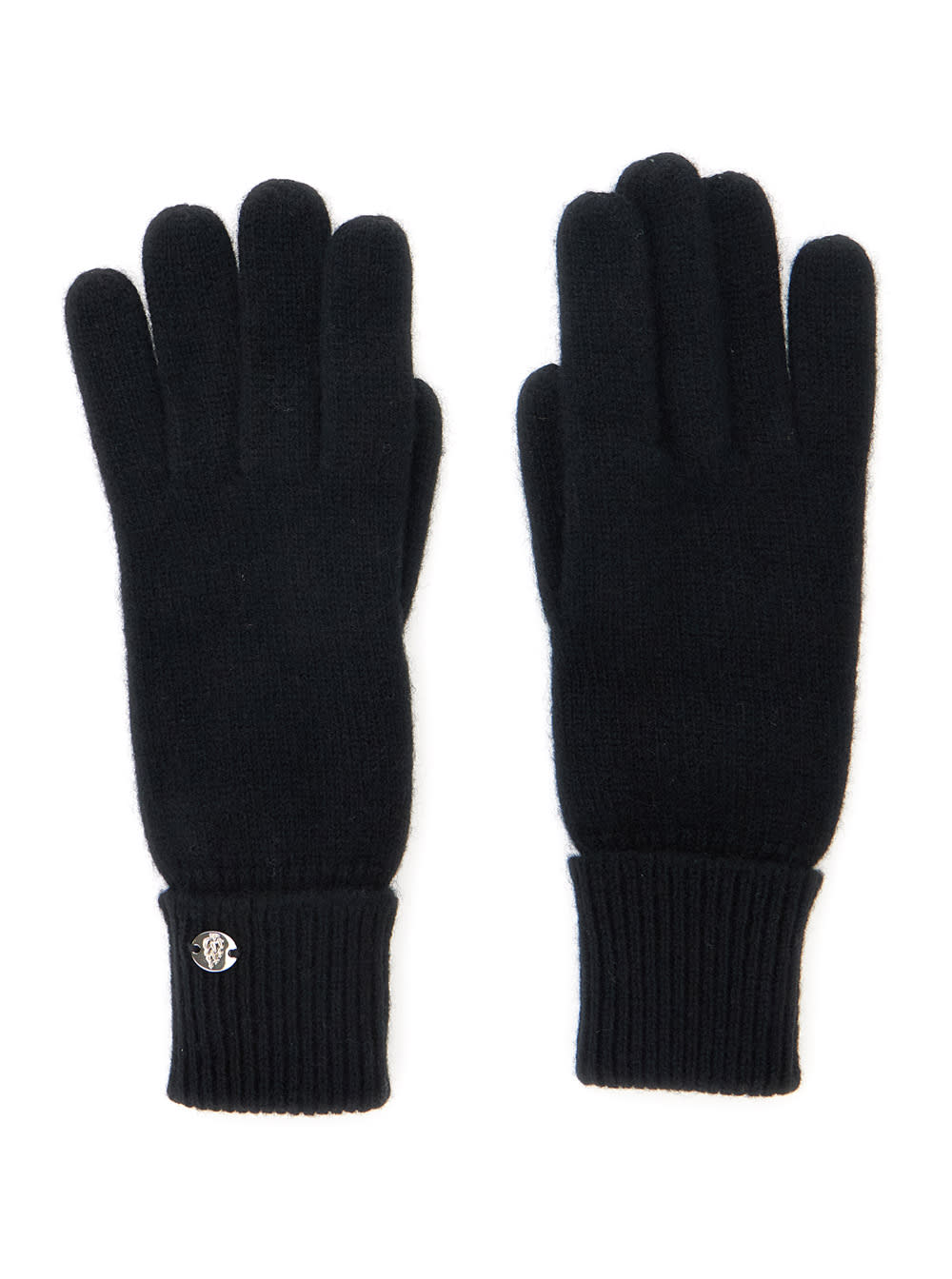 Helen Kaminski Blaire Black Gloves With Logo Plaque Detail On The Front And Ribbed Details In Cashmere Woman
