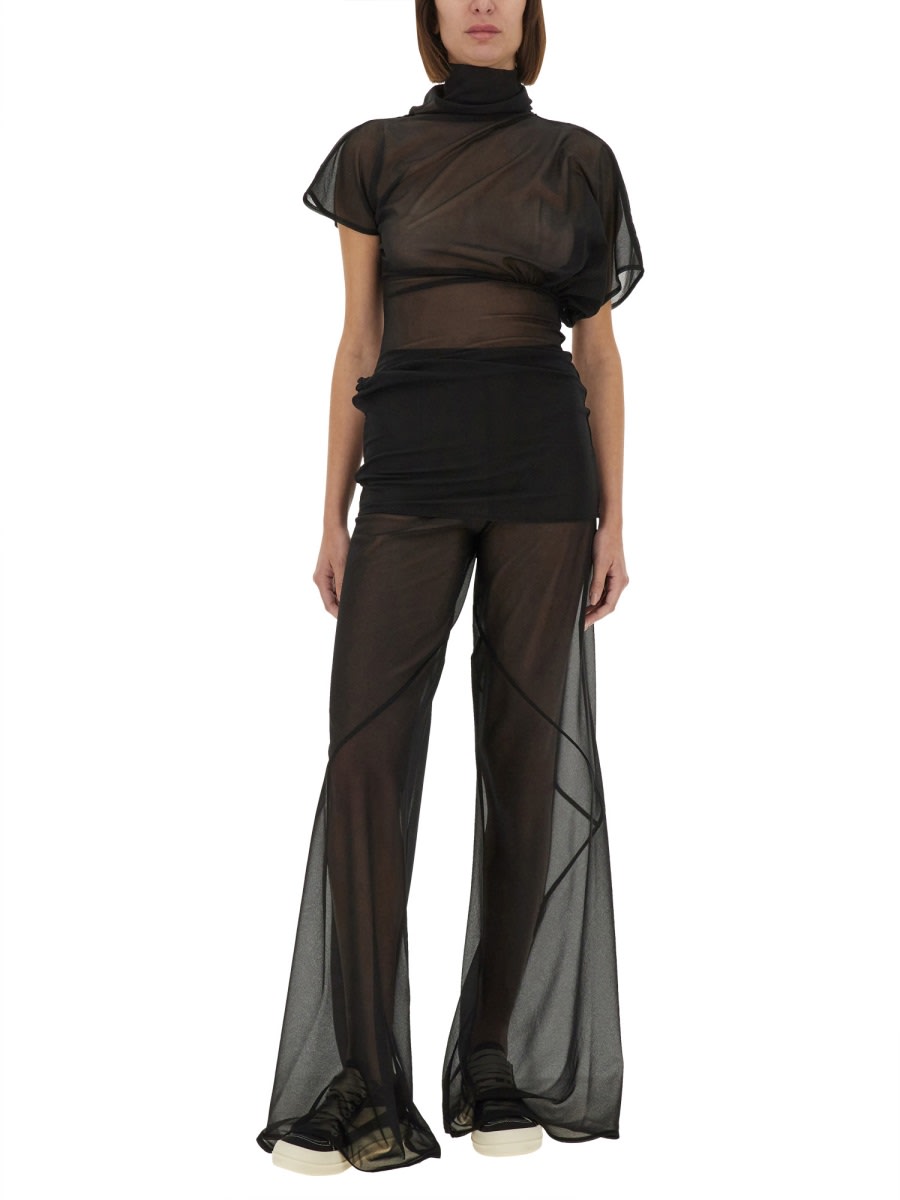Rick Owens Bias Farrah Sheer Wide-leg Trousers In Black