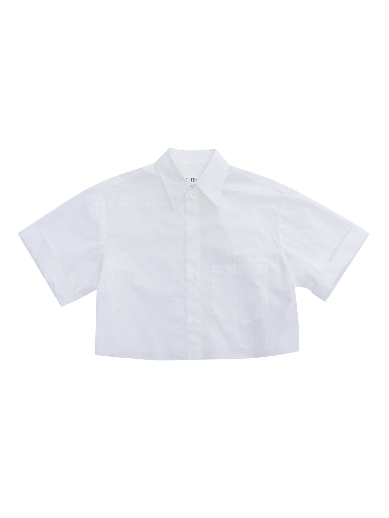 Mm6 Maison Margiela Kids' White Cropped T-shirt