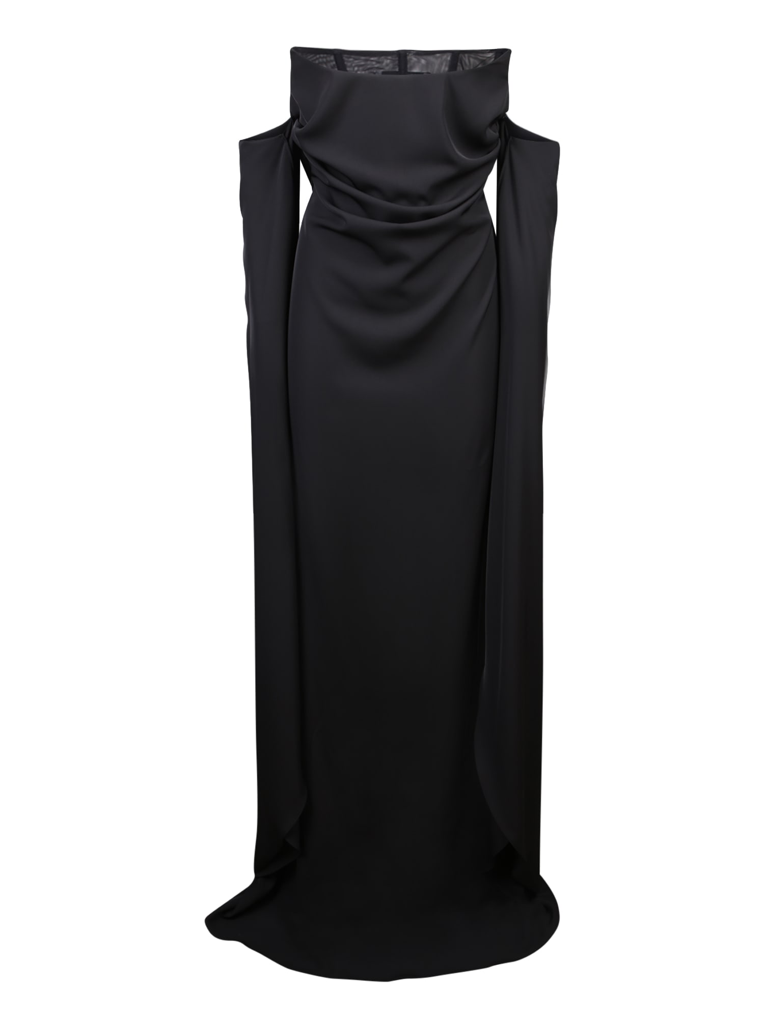 Black Long Open-sleeve Dress