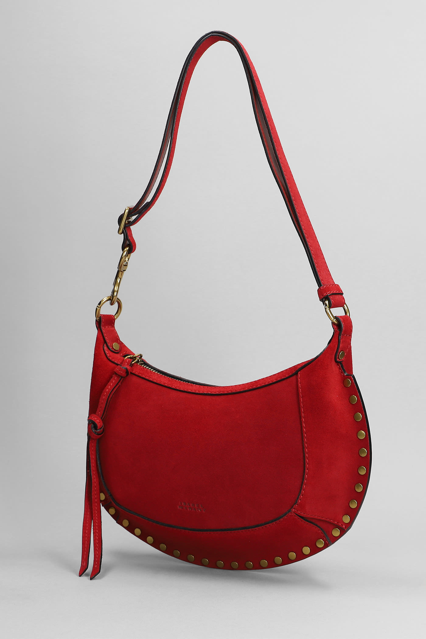 Shop Isabel Marant Oskan Moon Shoulder Bag In Red Suede