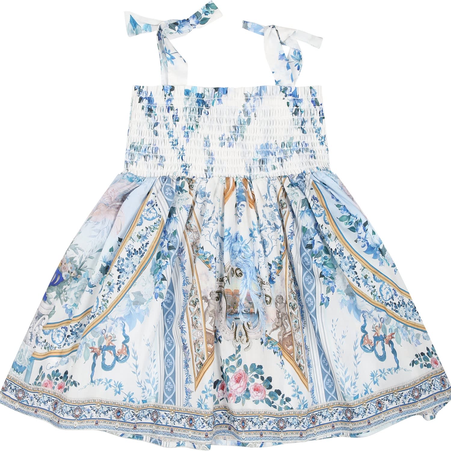 Shop Camilla Light Blue Dress For Baby Girl With Floral Print