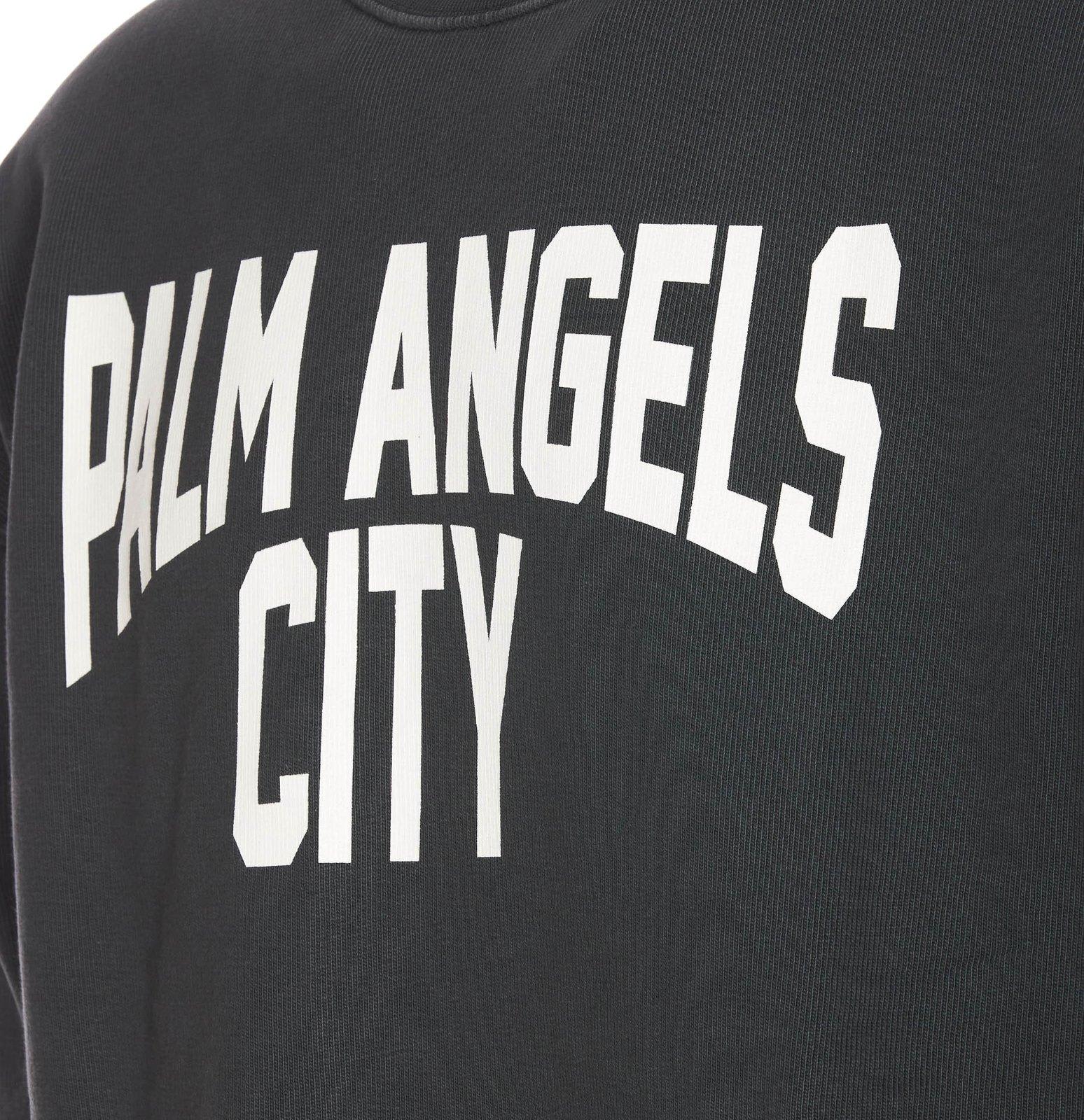 Shop Palm Angels Pa City Printed Crewneck Sweatshirt In Grey