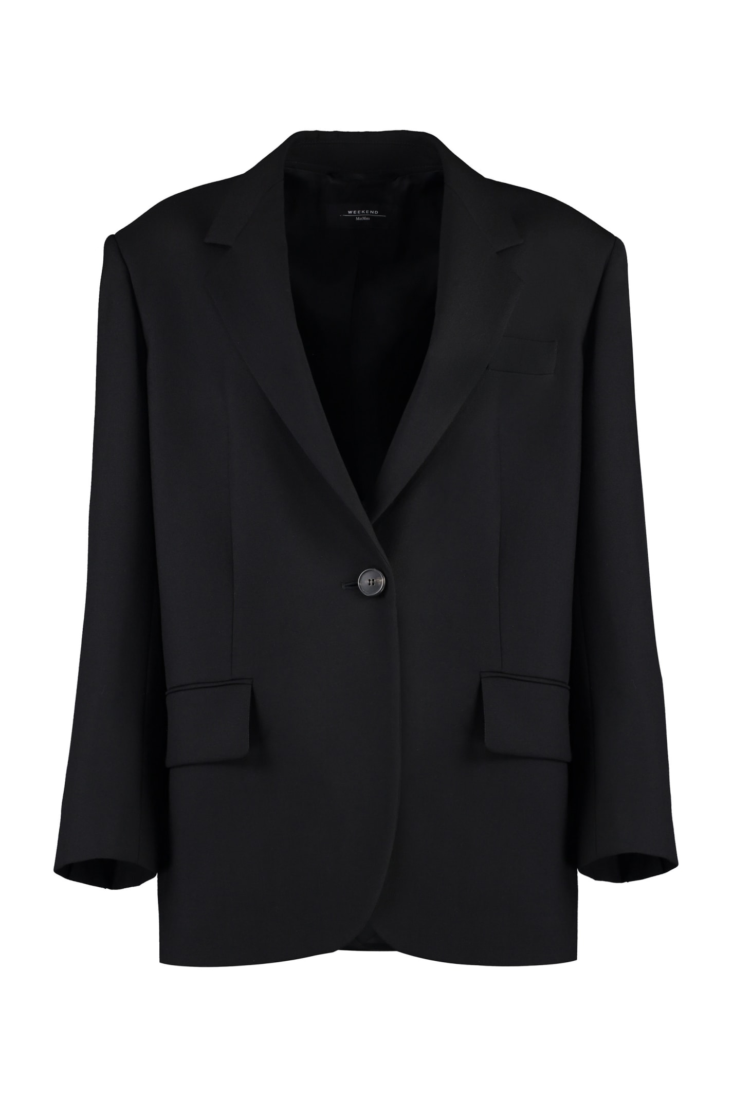 Shop Weekend Max Mara Bravo Wool Single-breasted Blazer In Black