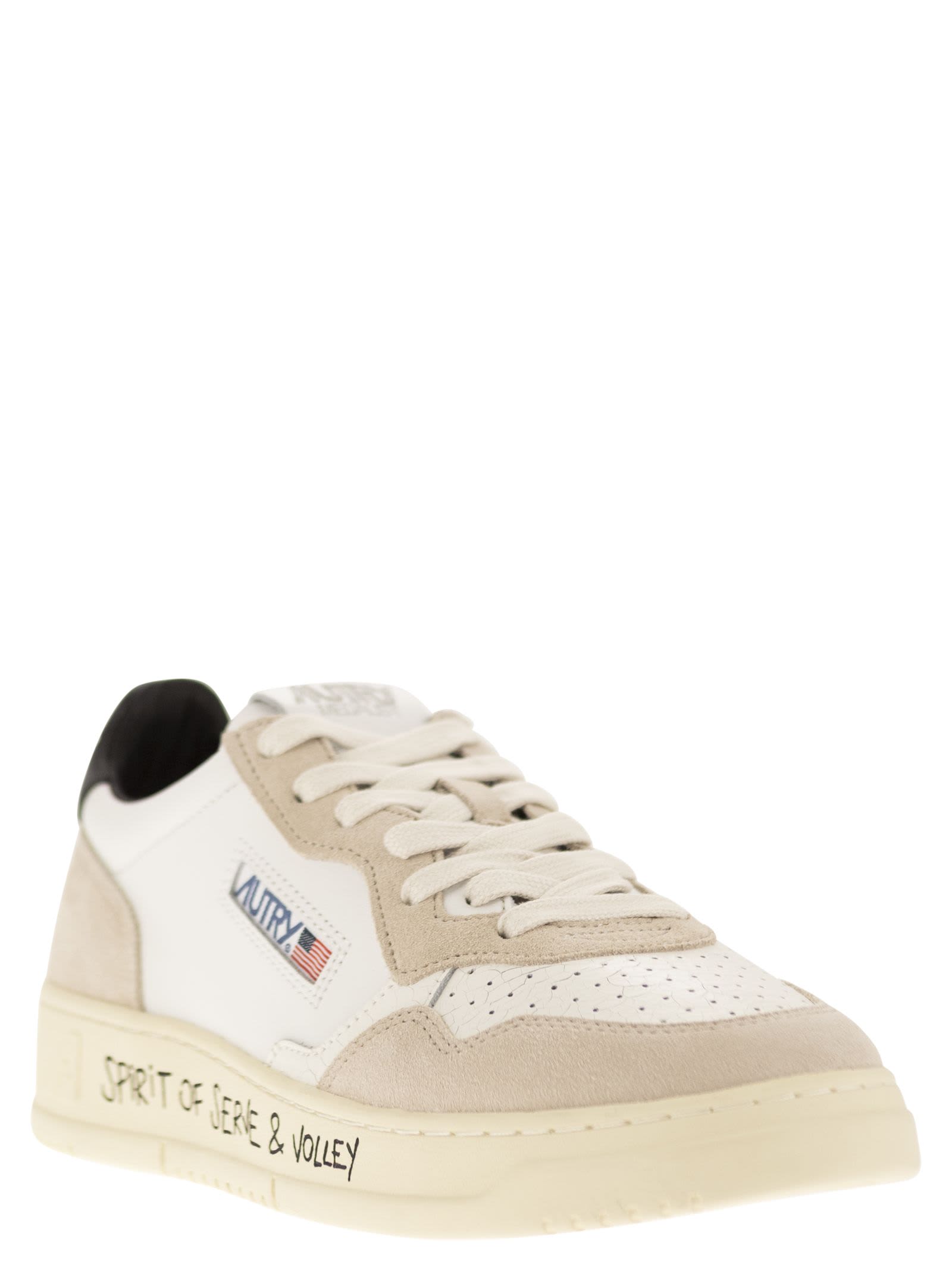 Shop Autry Medalist Low - Leather And Suede Sneakers In Bianco+nero