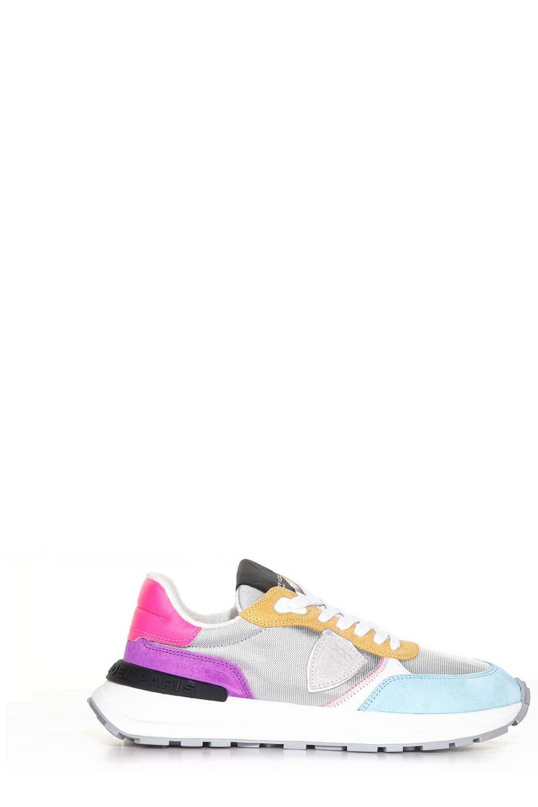 Philippe Model Colour-block Lace-up Sneakers In Argento