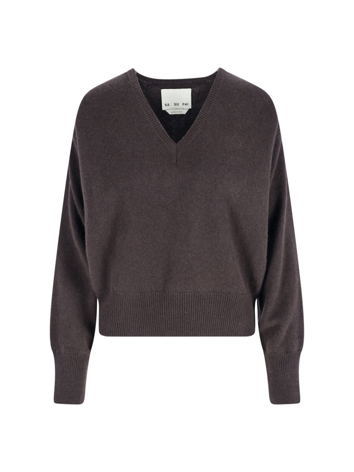 Sa Su Phi Long Sleeve Knitwear V-neckline In Brown