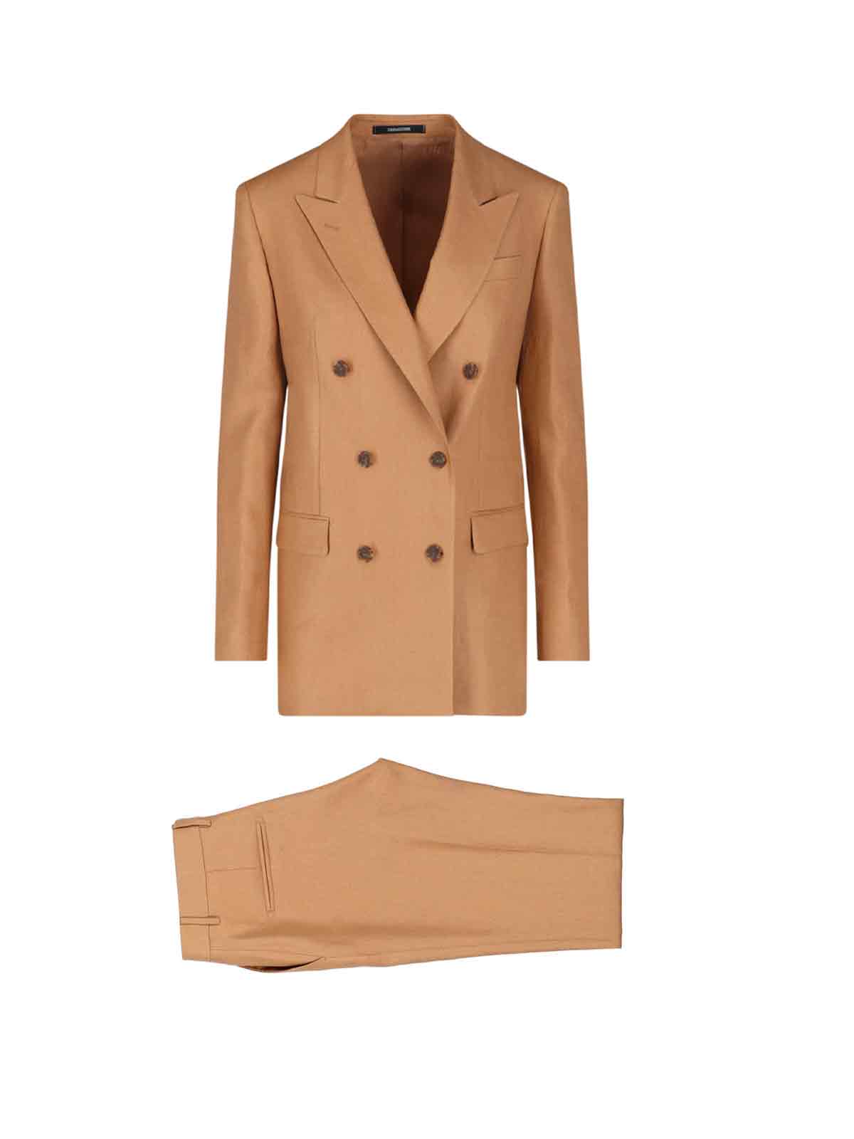 Shop Tagliatore Double-breasted Suit In Brown
