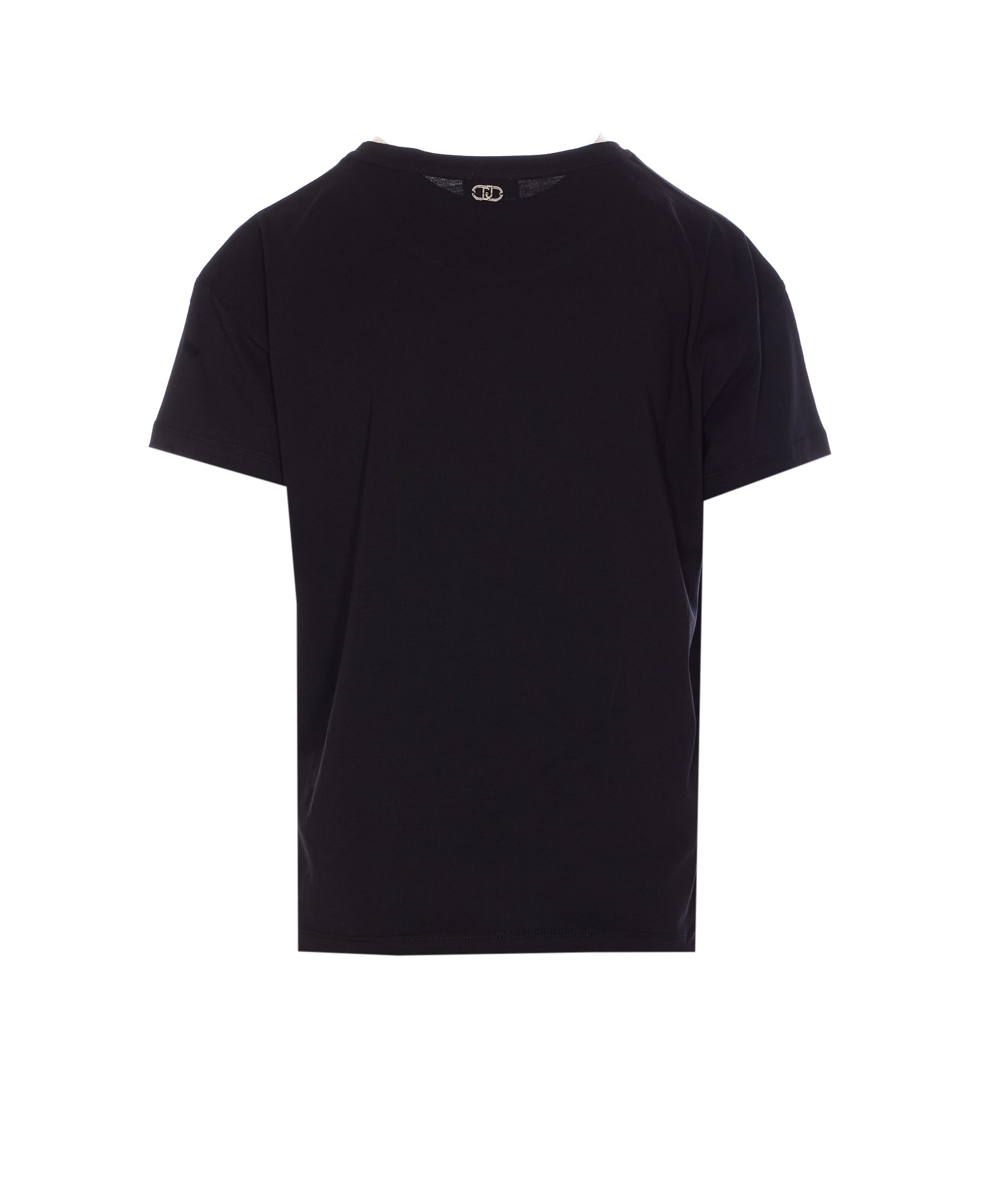Liu •jo Black T-shirt Embellished With Rhinestones In Black