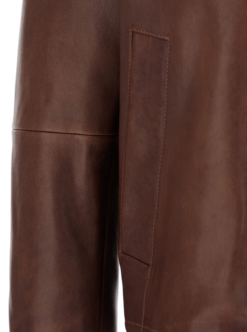 Arma Maze Brown Jacket With Classic Collar And Zipped Cuffs In Leather Man In Brown
