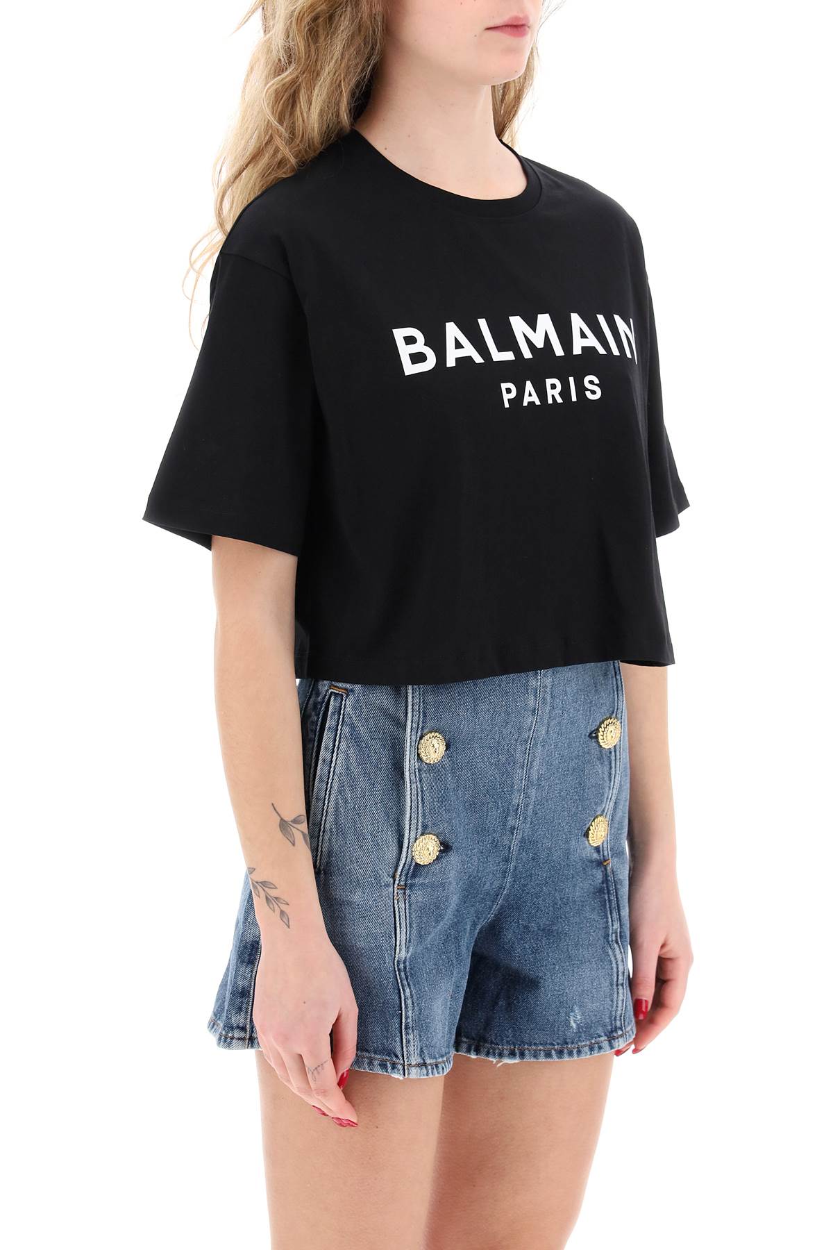 Shop Balmain Logo Print Boxy T-shirt In Noir Blanc (black)