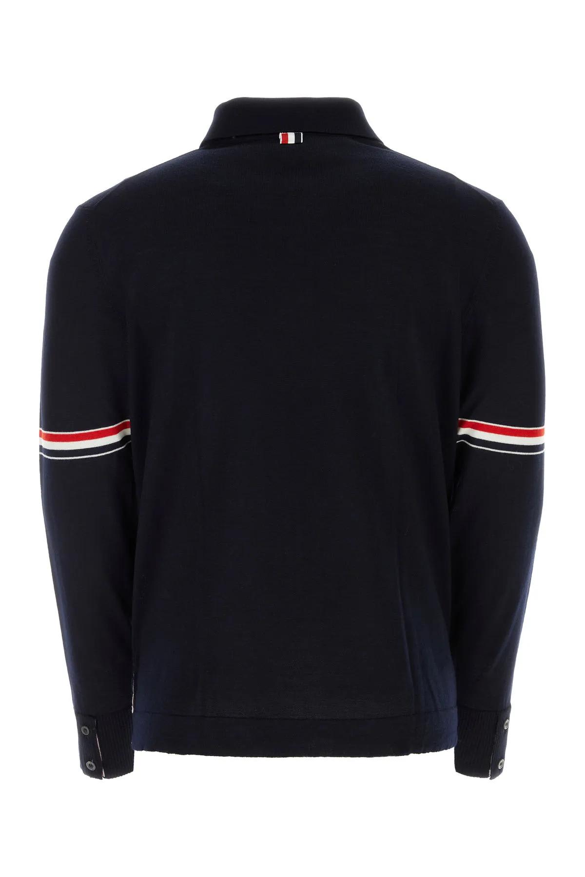 Shop Thom Browne Midnight Blue Wool Shirt