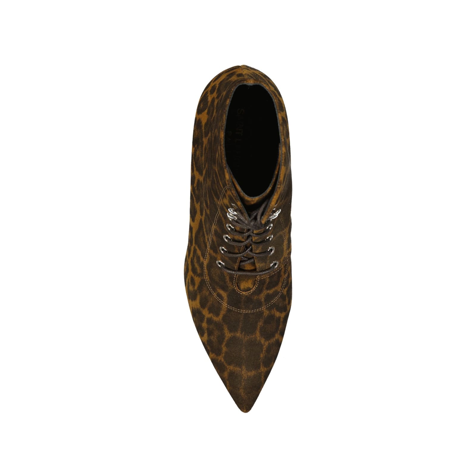 Shop Saint Laurent Kiki Lace-up Leopard-print Ankle Boots In Brown