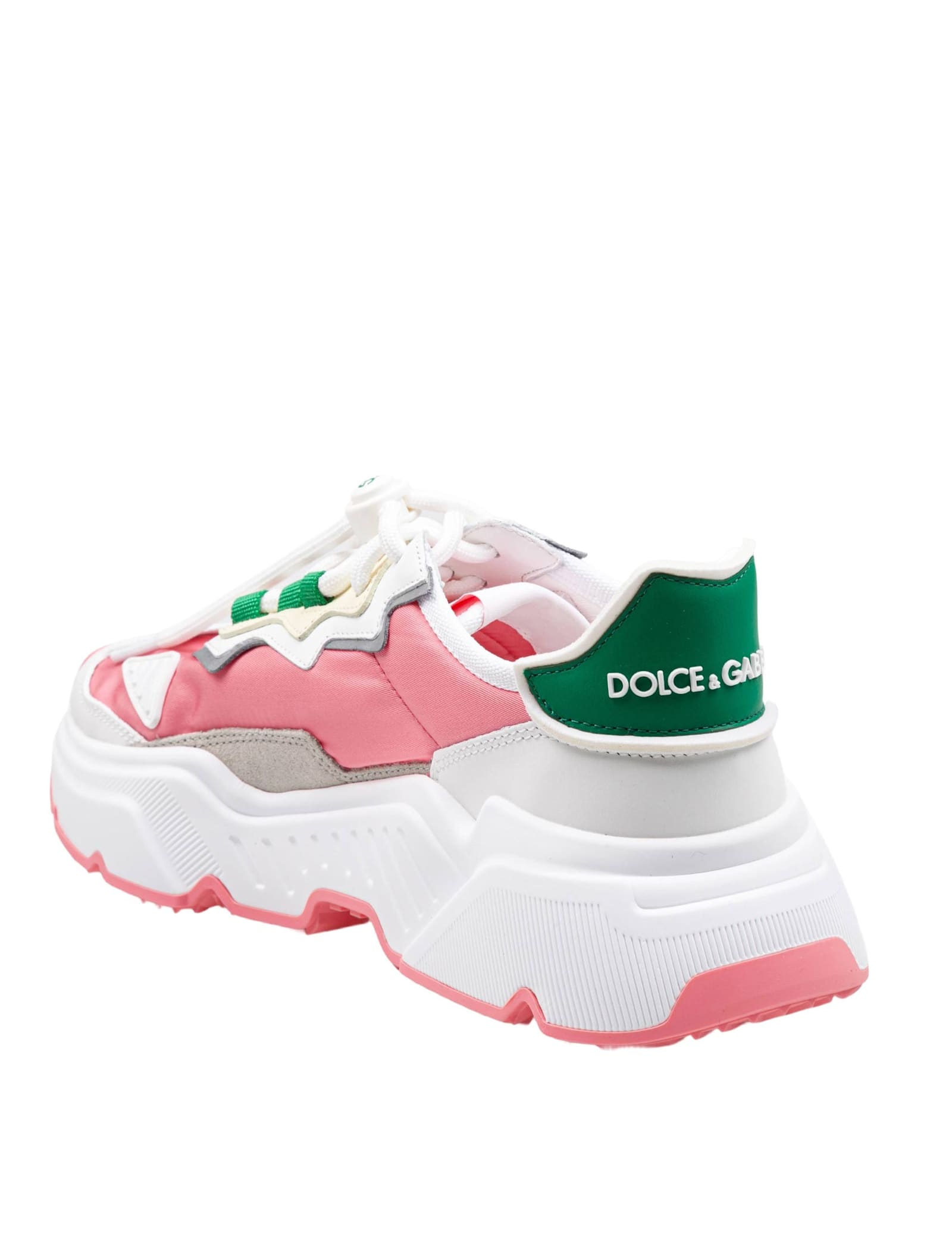 Dolce & Gabbana Daymaster Sneakers In Nylon And Leather Color White And Pink