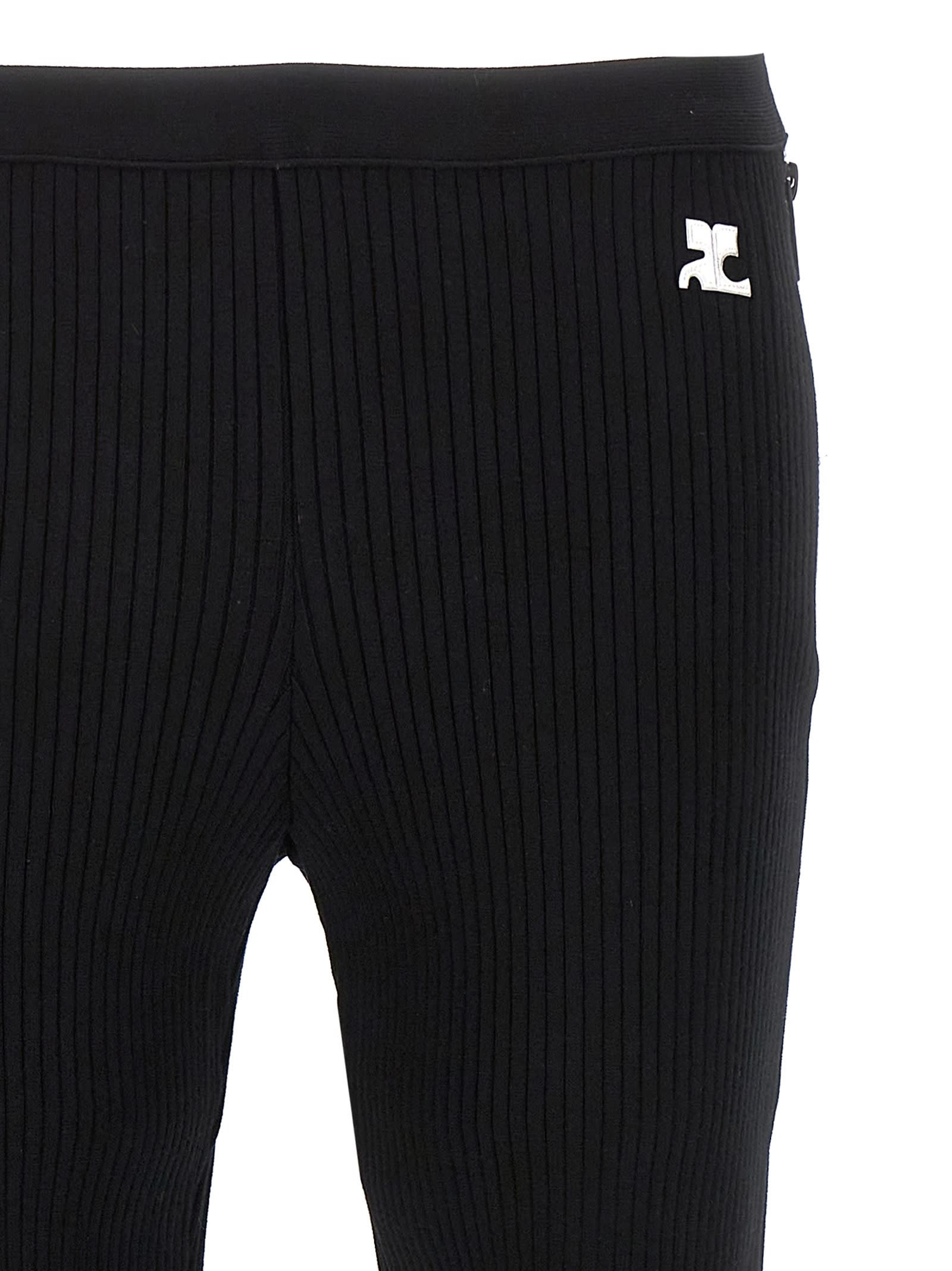 Shop Courrèges Reedition Rib Knit Pants In Black
