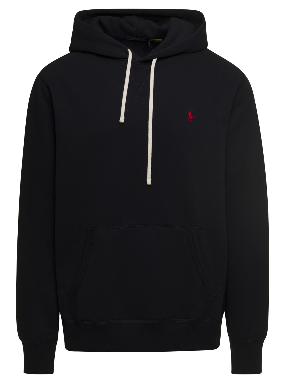 Shop Polo Ralph Lauren Black Hoodie With Contrasting Logo Embroidery In Cotton Man