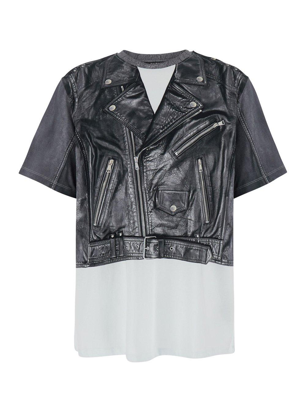 Balmain Biker Jacket Print T-shirt