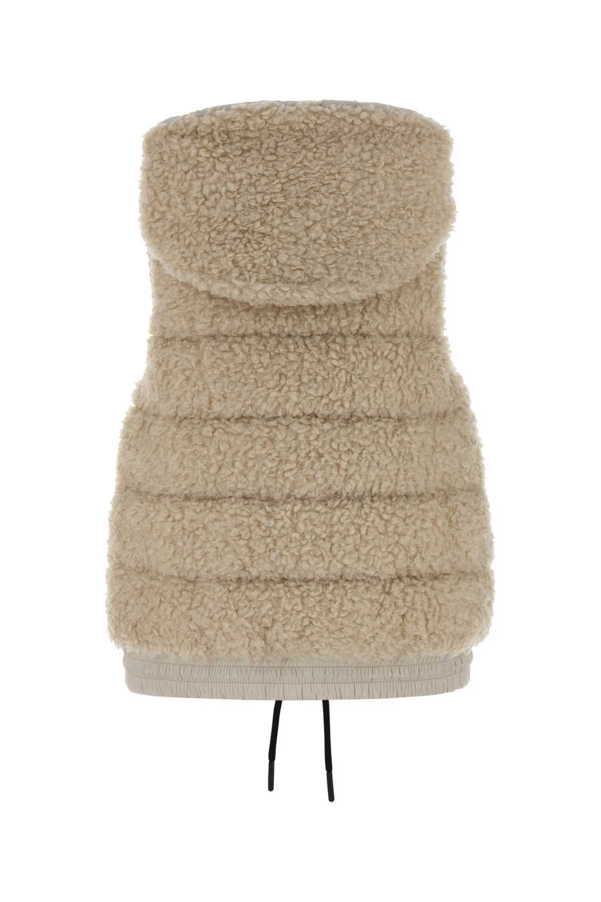 Moncler Ivory Teddy Fabric Sleeveless Down Jacket In Neutral