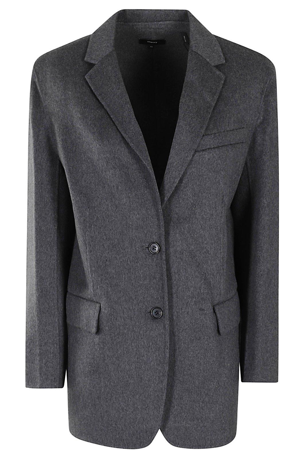 Shop Theory Single-breasted Tailored Blazer In Grey