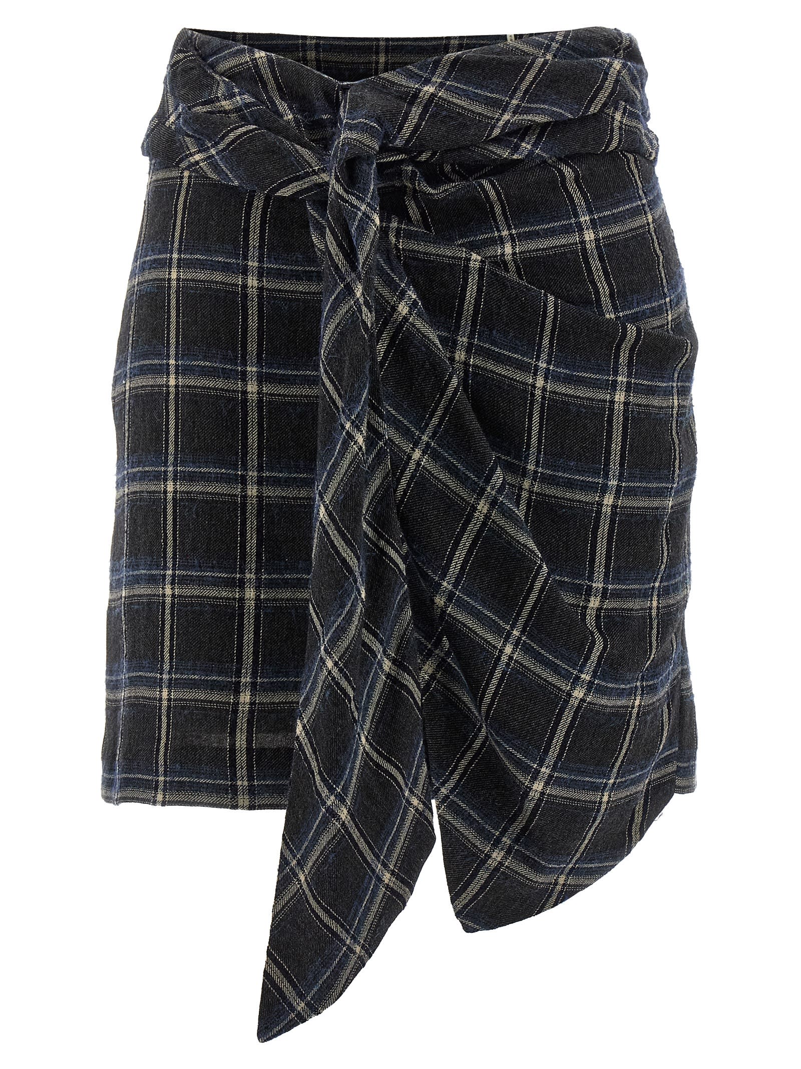 Isabel Marant Wrap Skirt With Asymmetric Hem And Tie Detail In Blue
