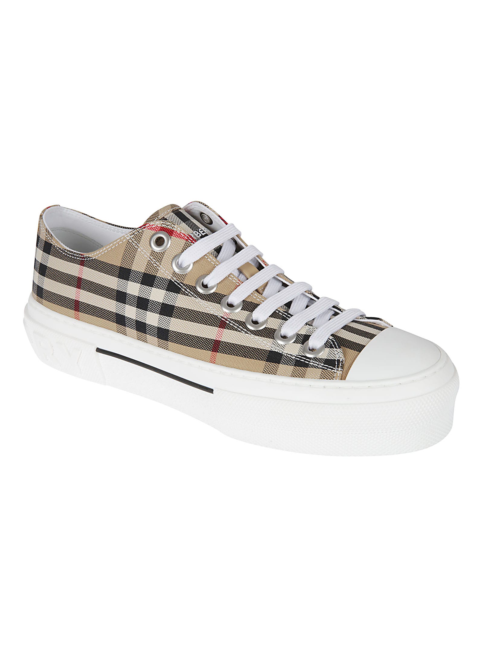 Burberry Beige Cotton Sneakers With Casual Chic Check Pattern In Archive Beige Ip Chk