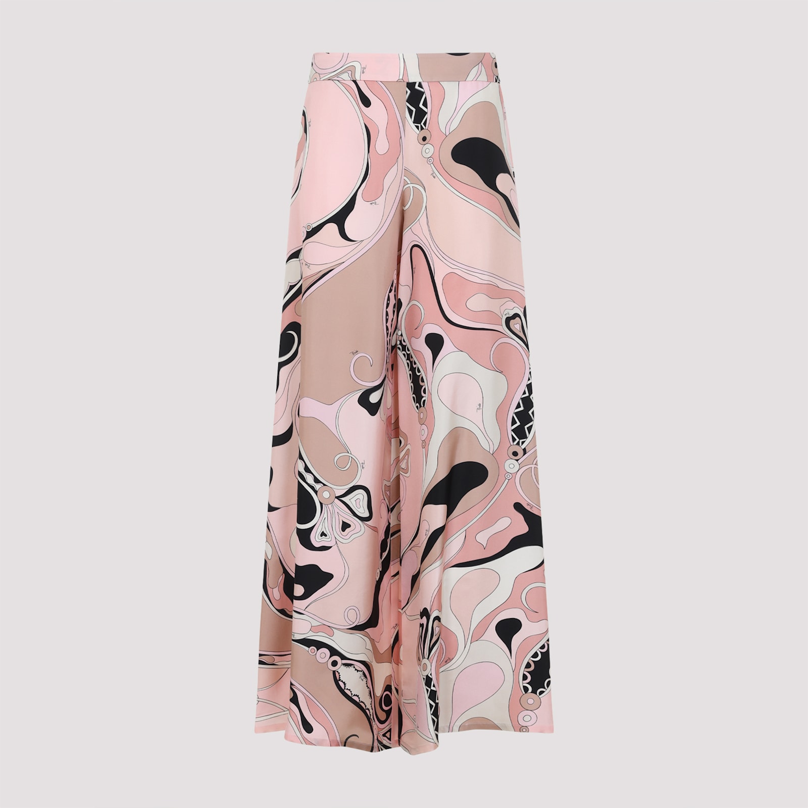 Pucci Silk Twill Orchidee Print Trousers In Nude