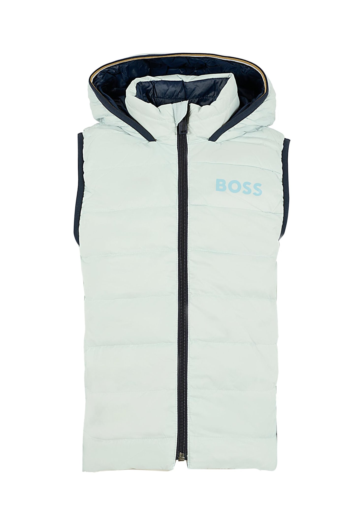 Hugo Boss Reversible Light Blue Vest For Boy With Logo In White
