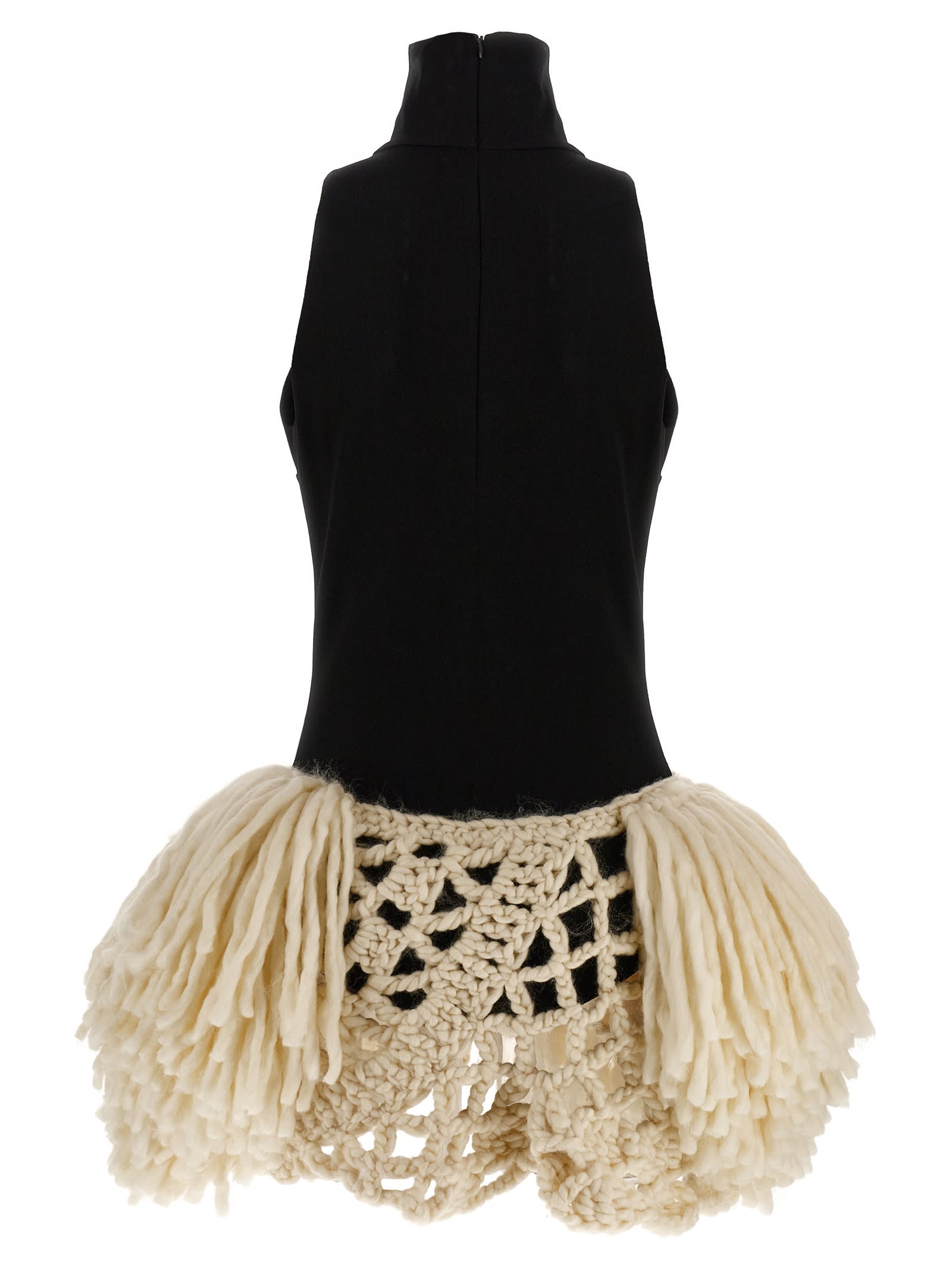 Magda Butrym Textured Sleeveless Dress Featuring Crochet Detail In Black