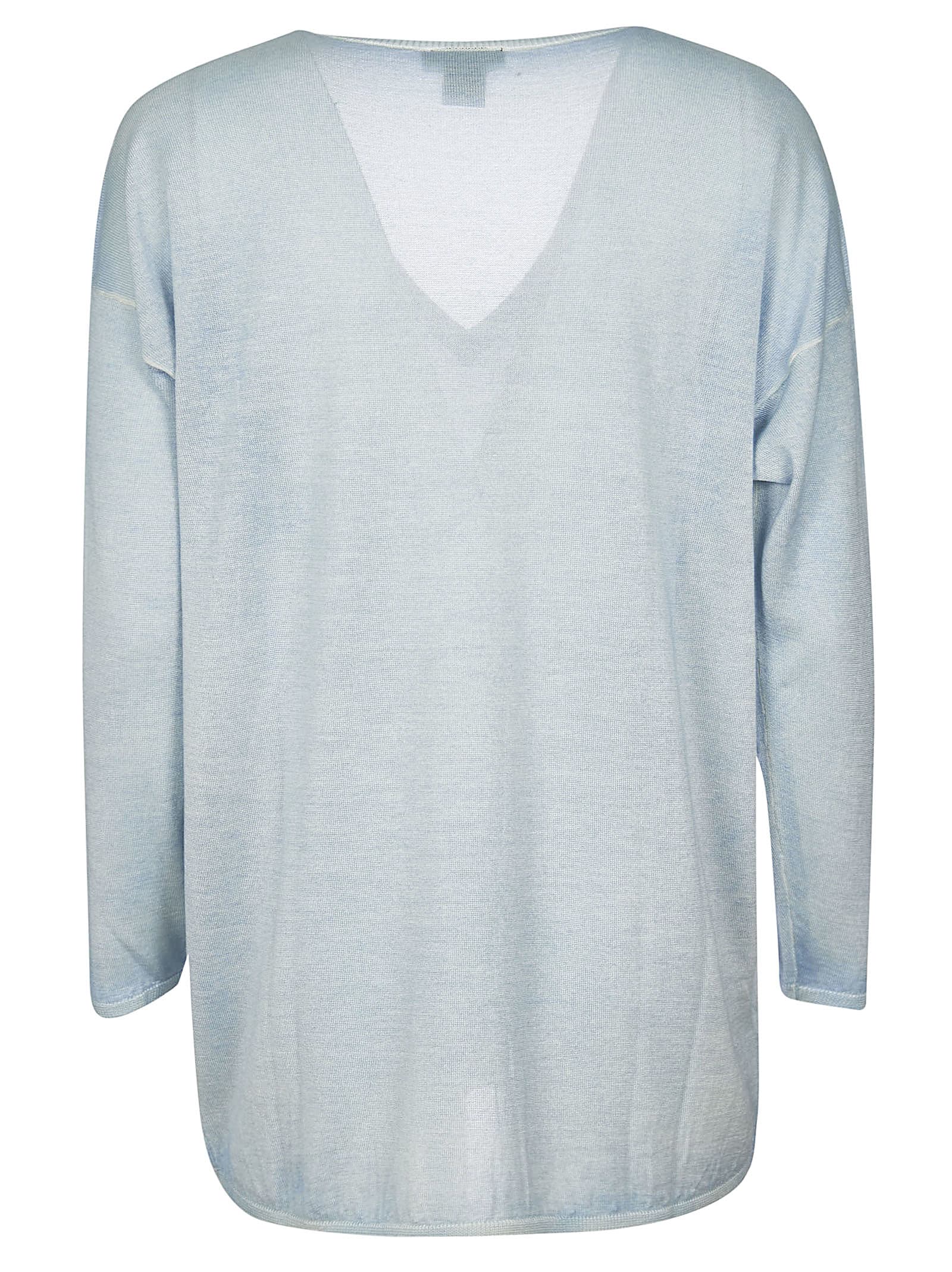 Shop Avant Toi Over Off Gauge Hand Painted Sweater In Chambray