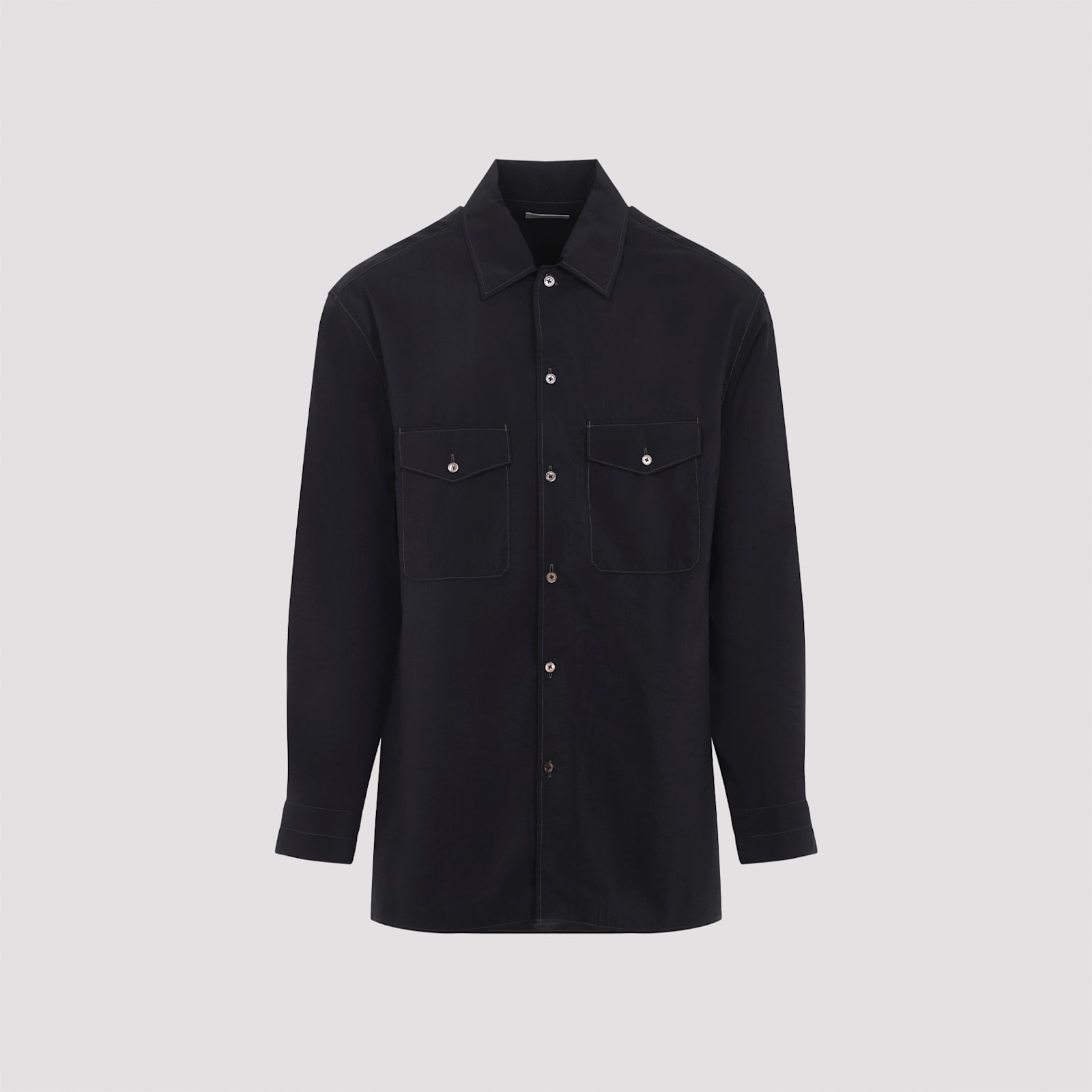 Lemaire Versatile Collar Shirt Featuring Pockets In Black