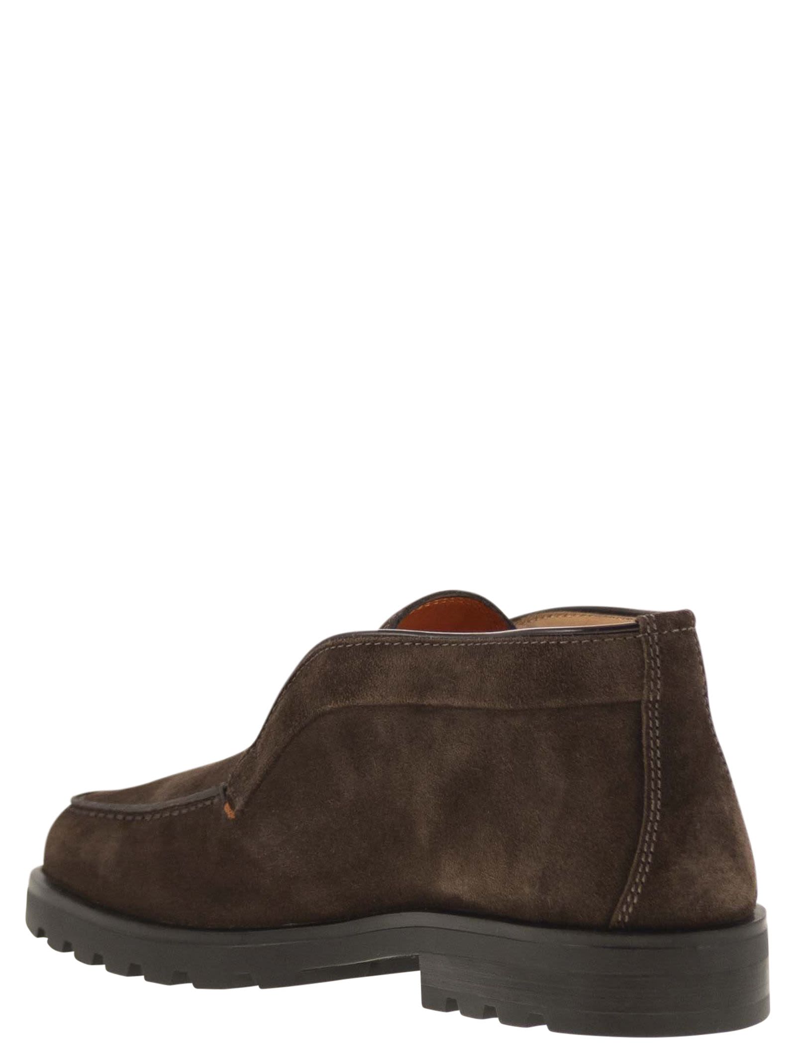 Santoni Slip-ons Desert Suede Loafers Rubber Sole In Brown