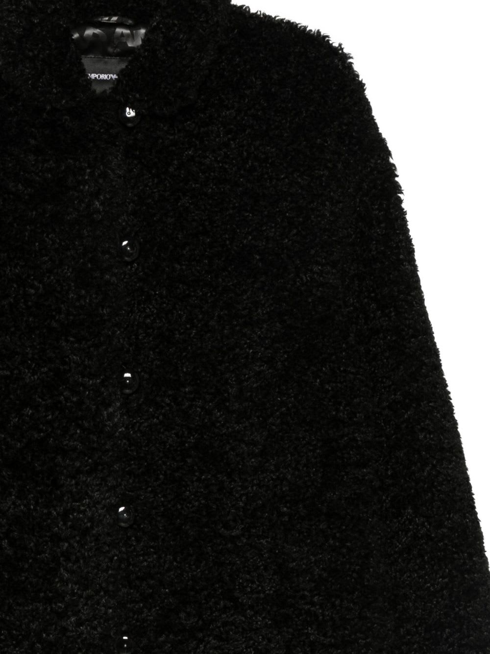 Emporio Armani Teddy Coat In Black