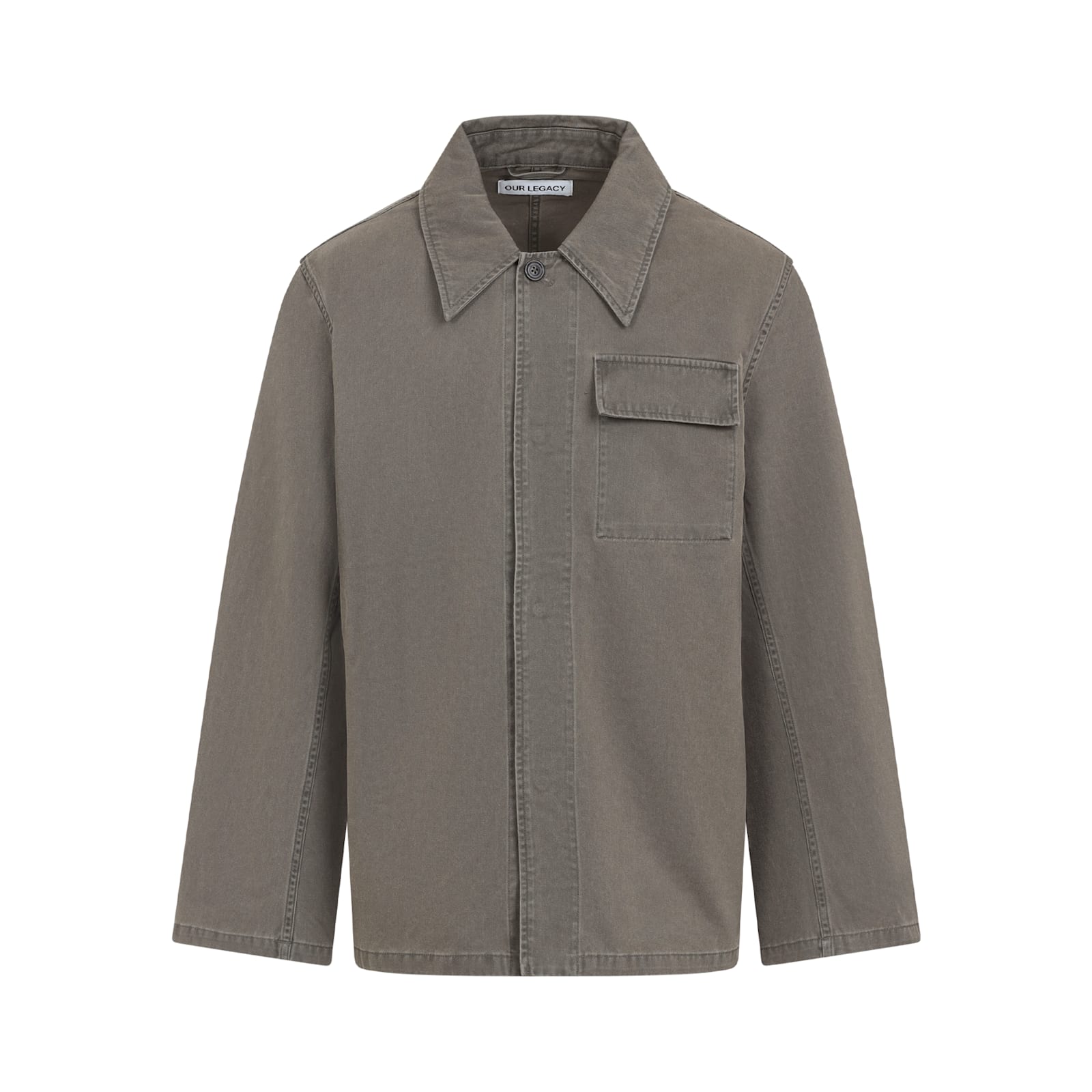 Our Legacy Straight-cut Casual Jacket With Pointed Collar In Gray