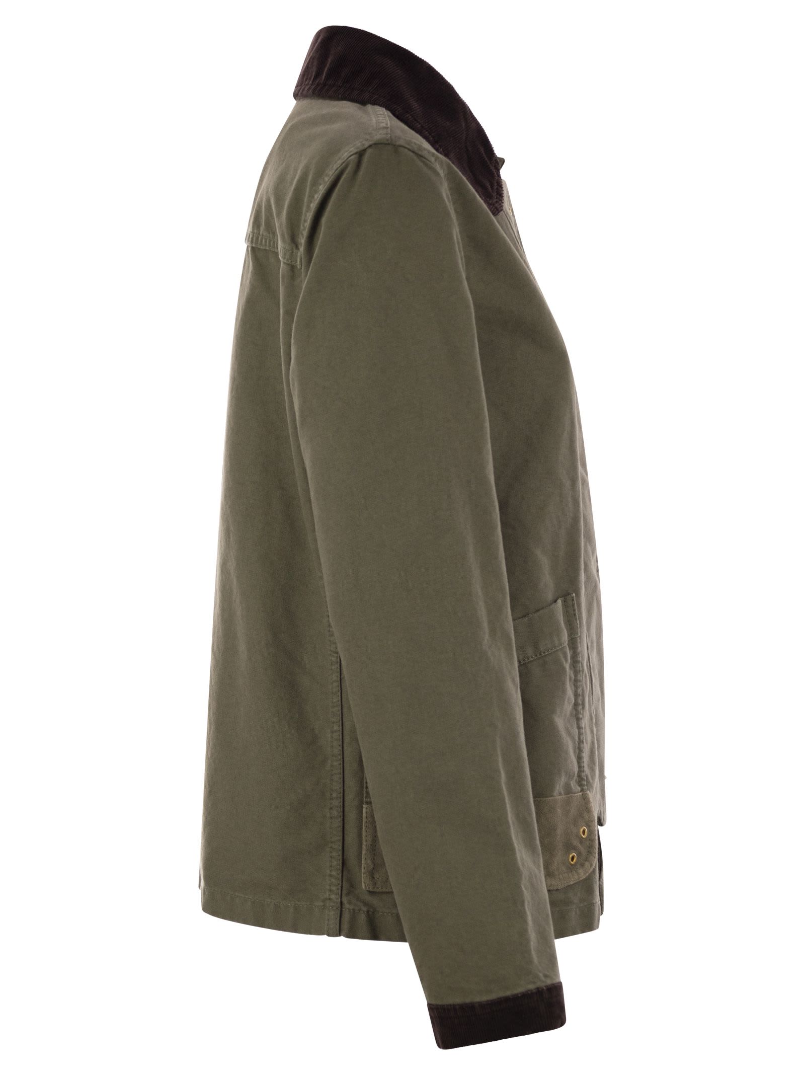 Fay Women 3 Ganci Canvas Caban Jacket In Military Green