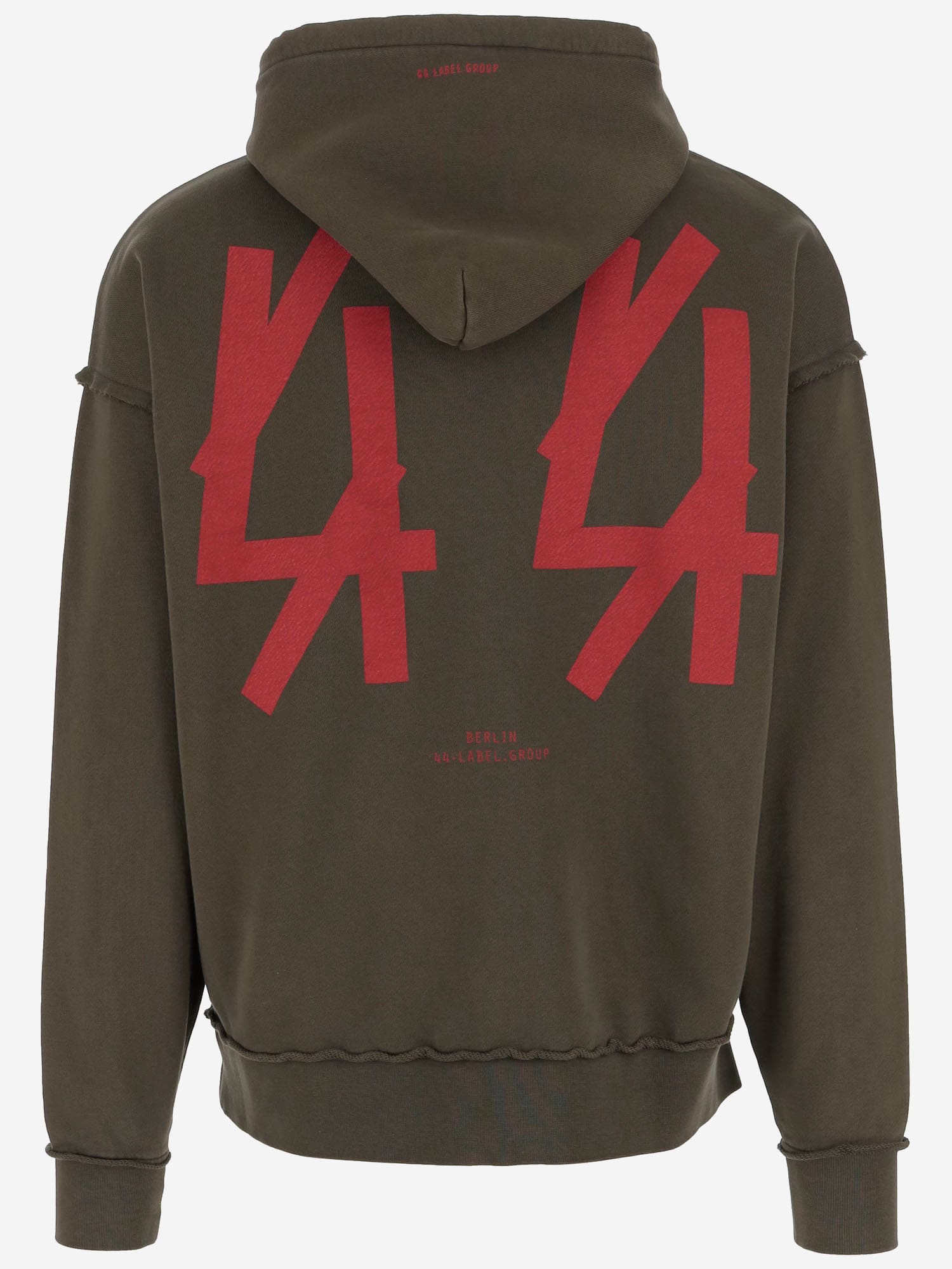 44 Label Group Logo-print Frayed-edge Hoodie In Green
