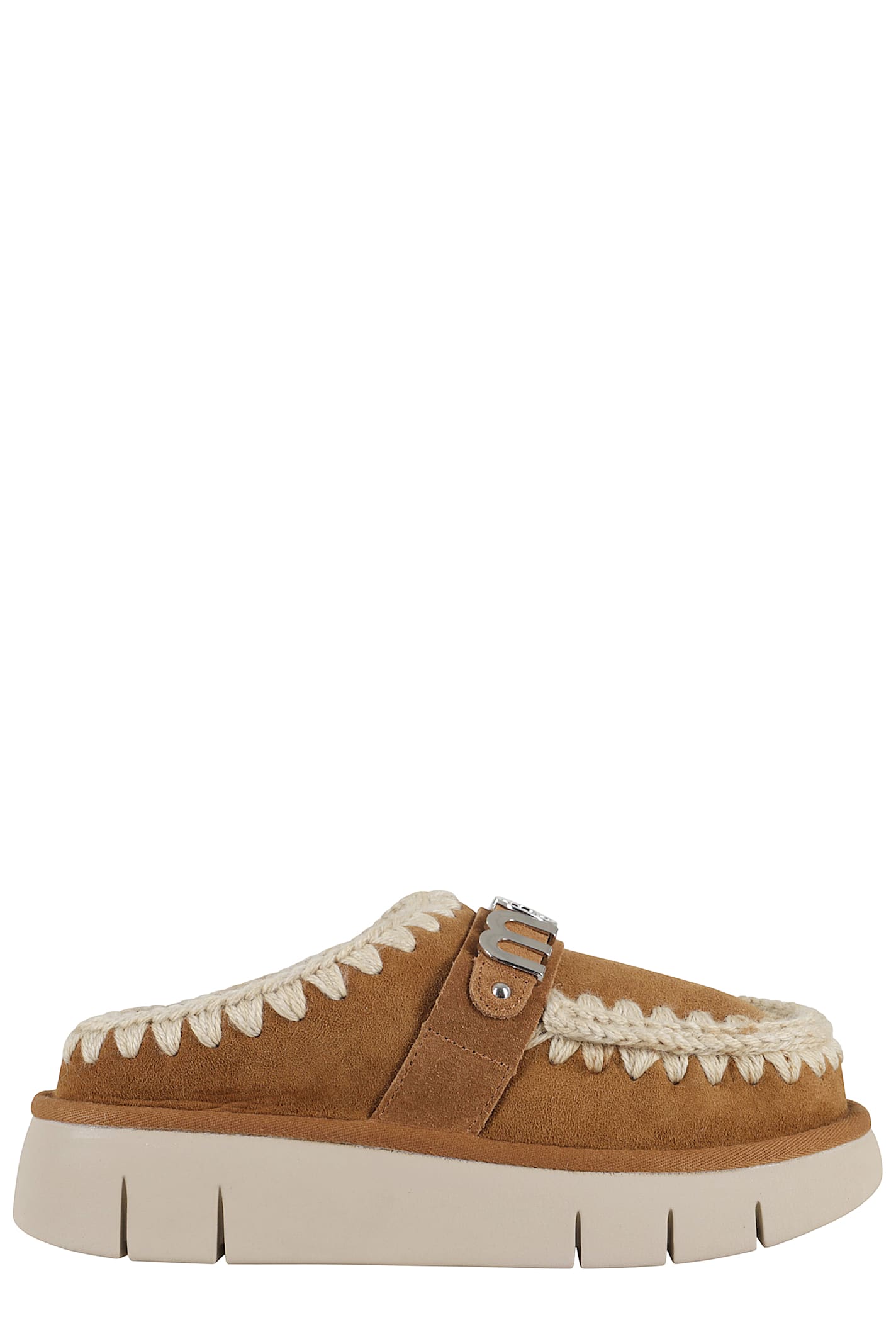 Mou Bounce Double-face Sheepskin Clog In Brown