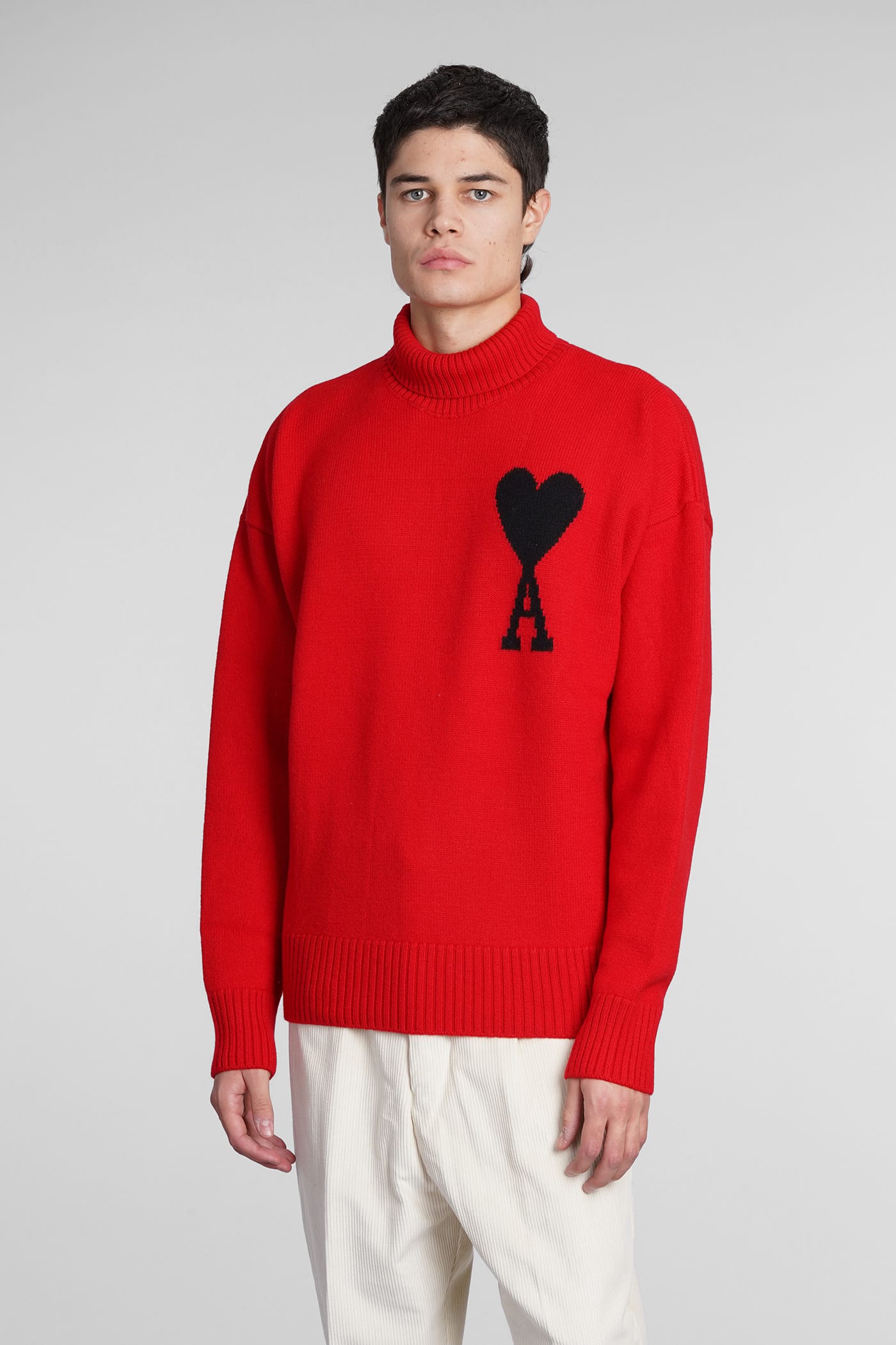Ami Alexandre Mattiussi Knitwear In Red Wool