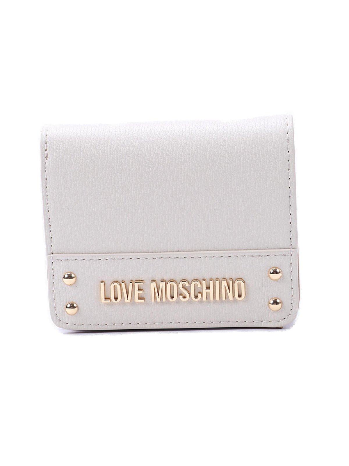Shop Moschino Logo-plaque Press-stud Fastened Bi-fold Wallet In Avorio