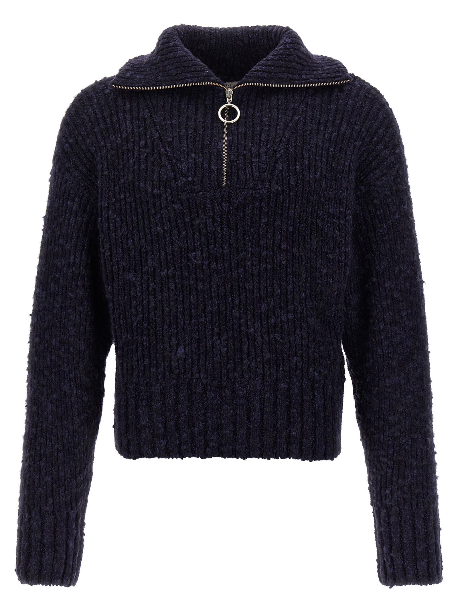 Shop Ami Alexandre Mattiussi Half Zip Sweater In Blue