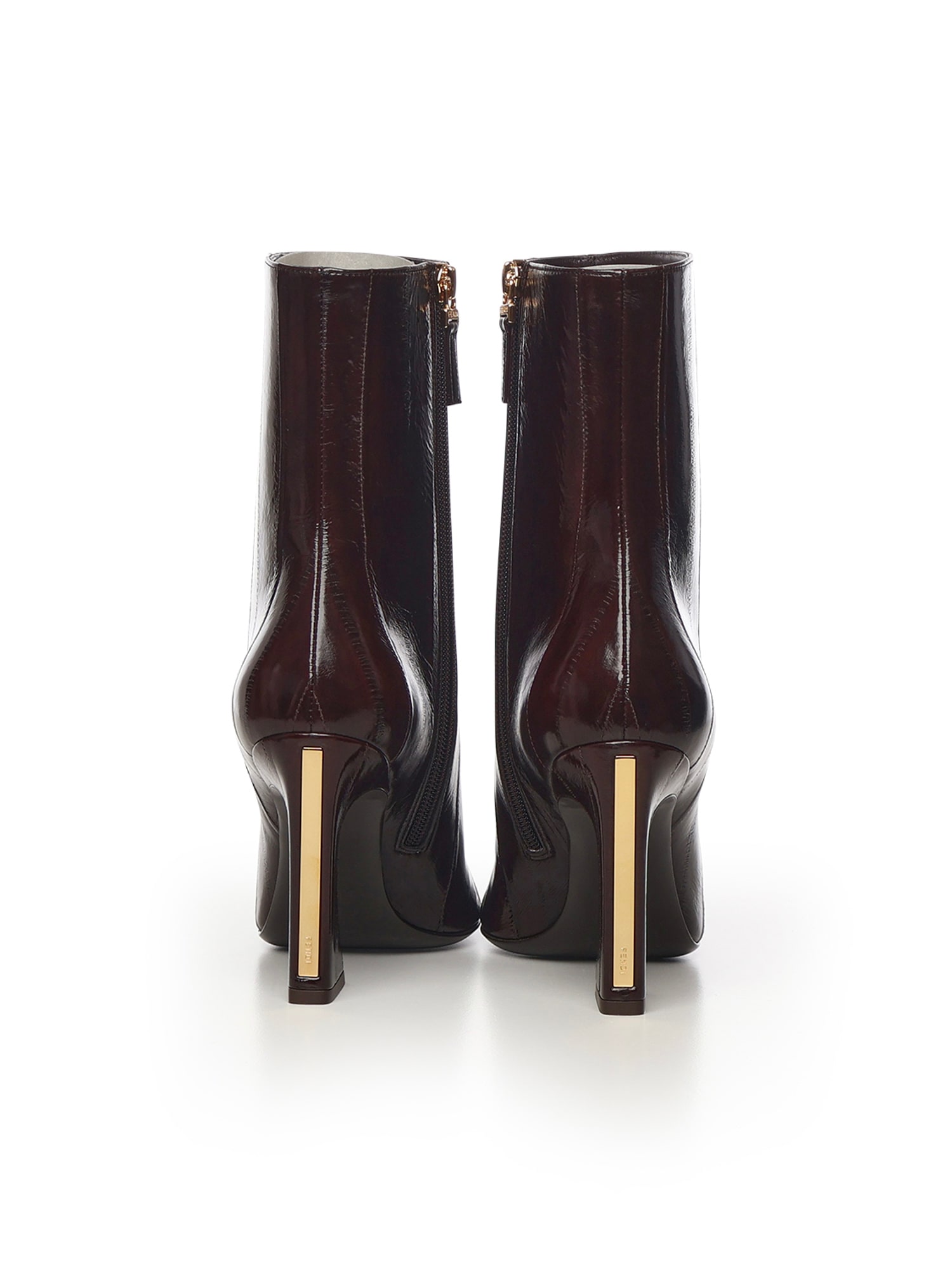Fendi 95mm Eel Leather Curved Heel Booties In Burgundy