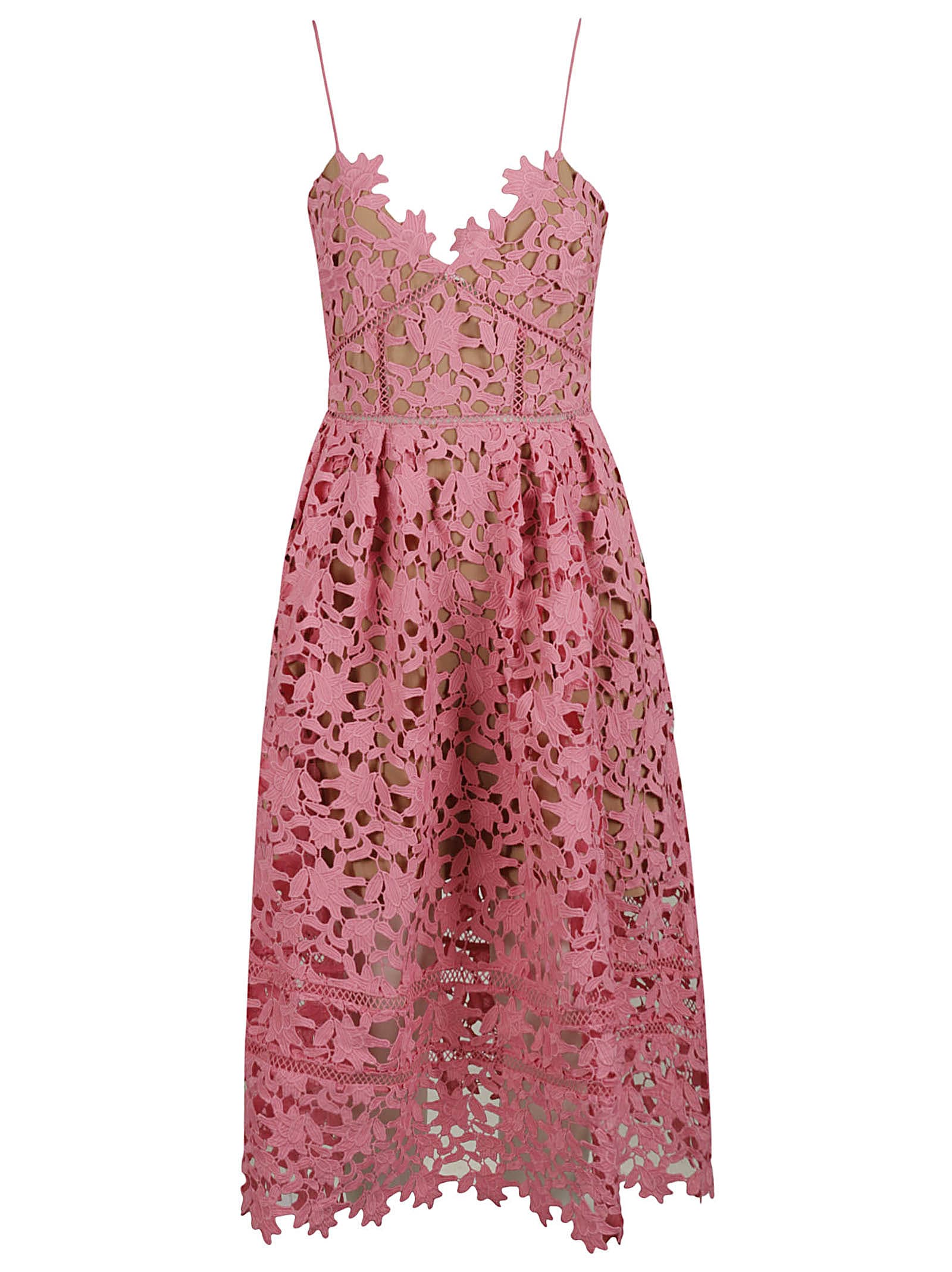 Self-portrait Pink Azalea Lace Midi Dress | ModeSens