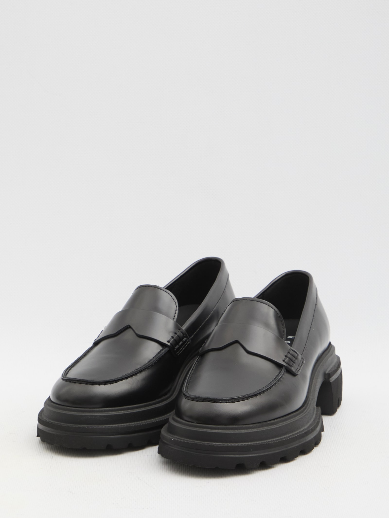 Shop Hogan H674 Loafers In Black