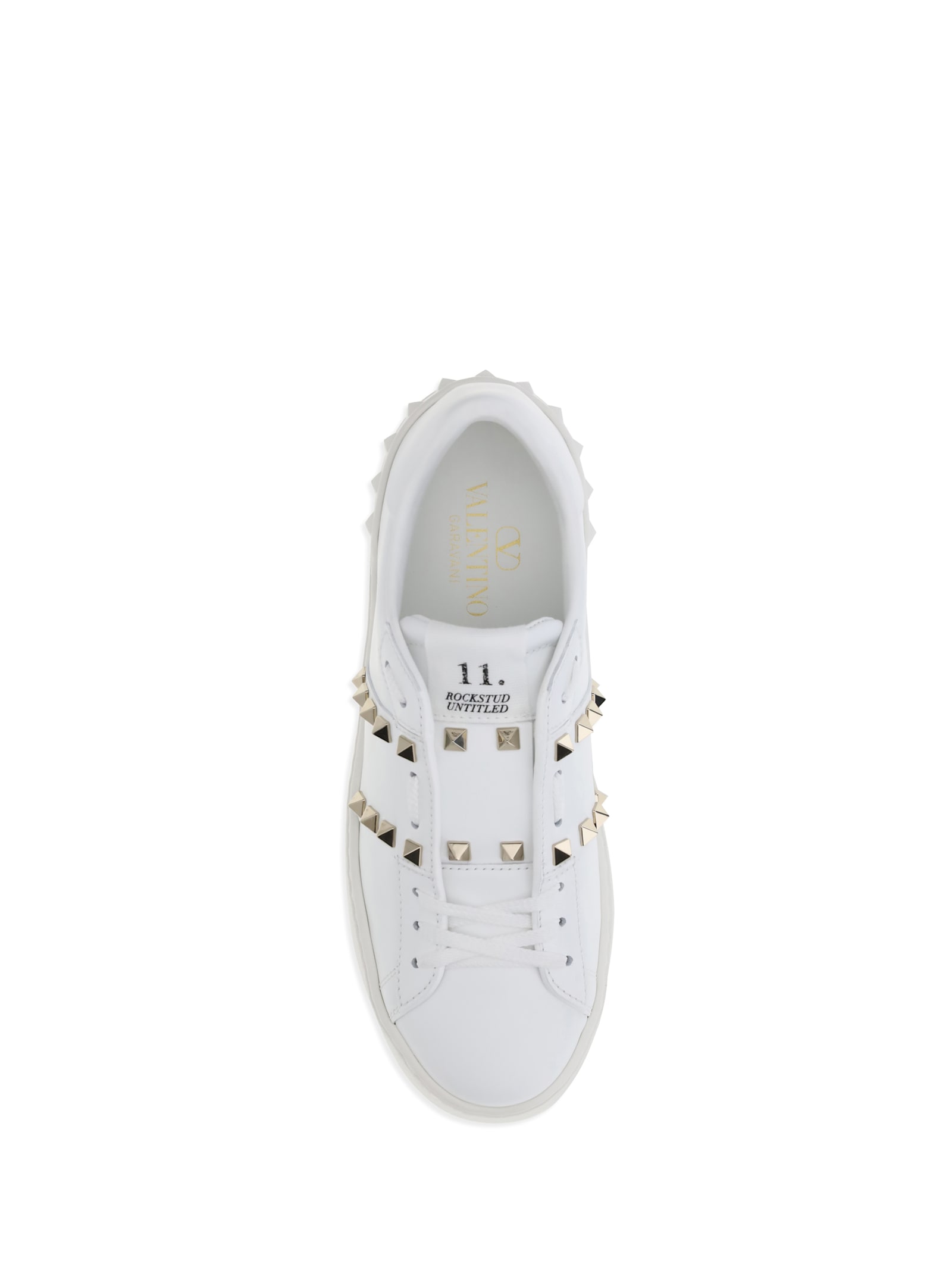 Valentino Garavani Flatform Rockstud Untitled Trainer In Calfskin And Wool Woman White 39