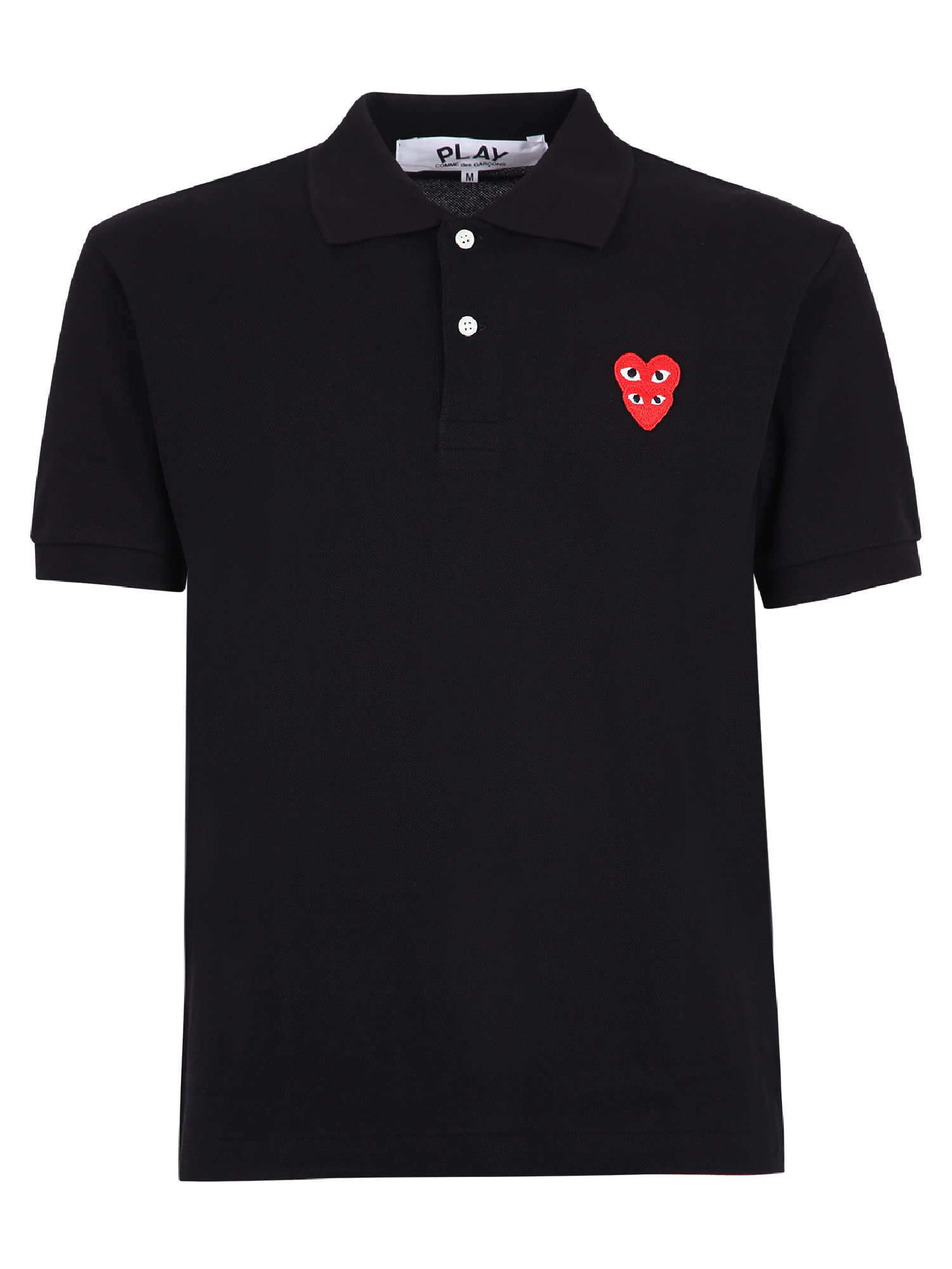 Shop Comme Des Garçons Play Embroidered Polo In Black