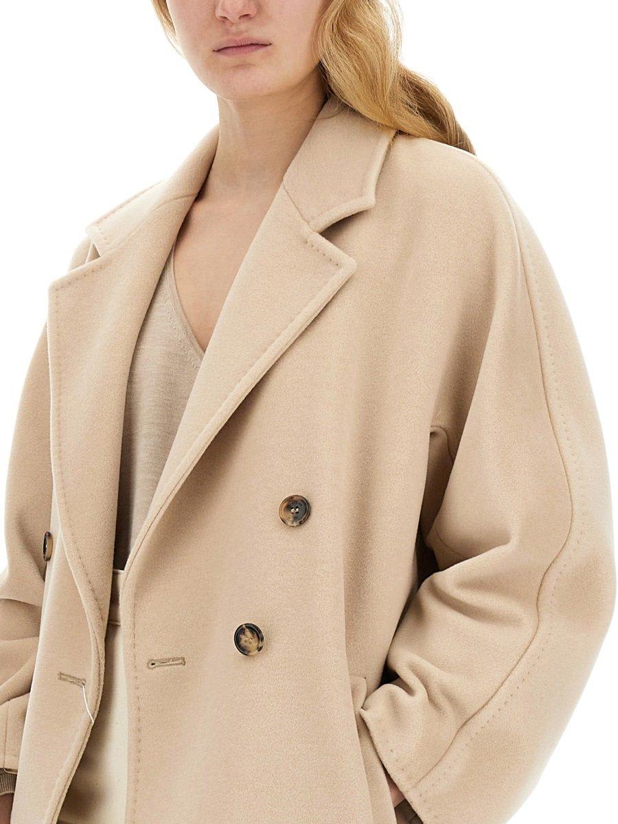 Shop Max Mara Tied-waist Buttoned Coat In Cacha